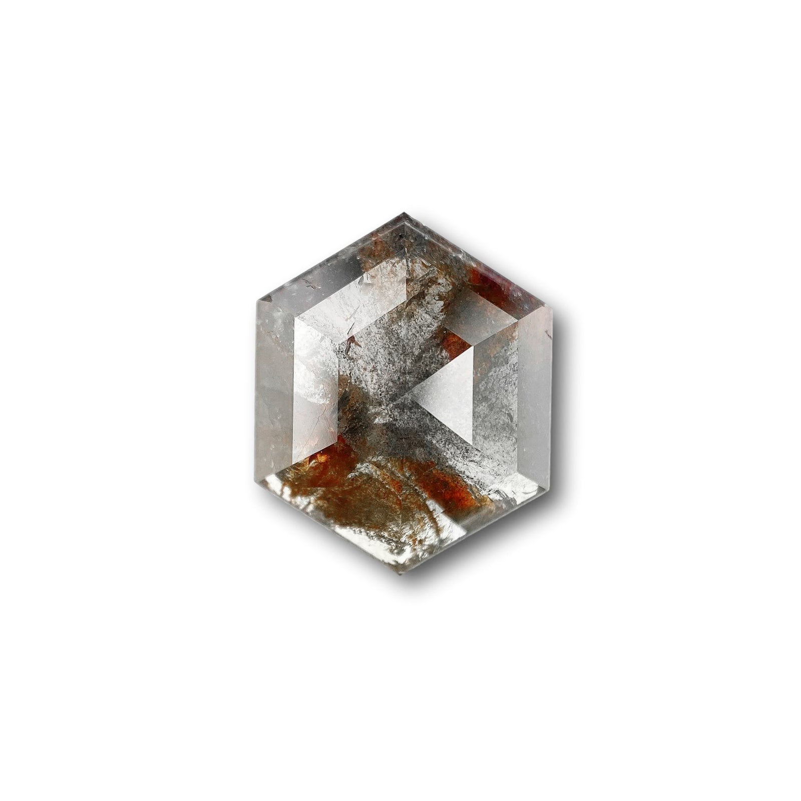 3.09ct | Salt & Pepper Hexagon Shape Rose Cut Diamond - Modern Rustic Diamond