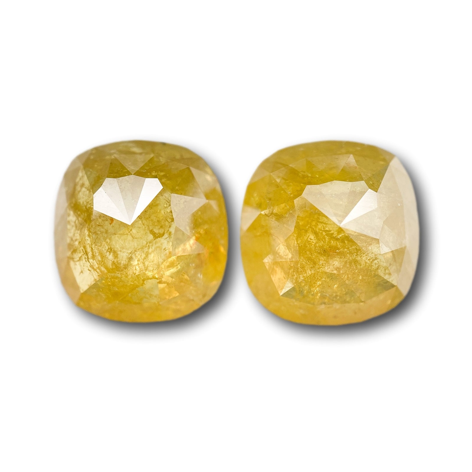 10.51cttw | Salt & Pepper Cushion Shape Rose Cut Diamond Matched Pair - Modern Rustic Diamond