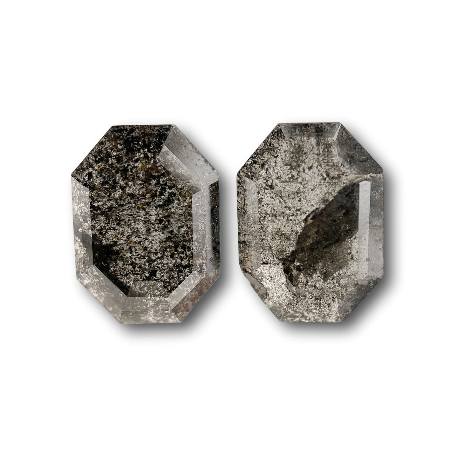 2.03cttw | Rustic  Octagonal Shape Rose Cut Diamond Matched Pair - Modern Rustic Diamond