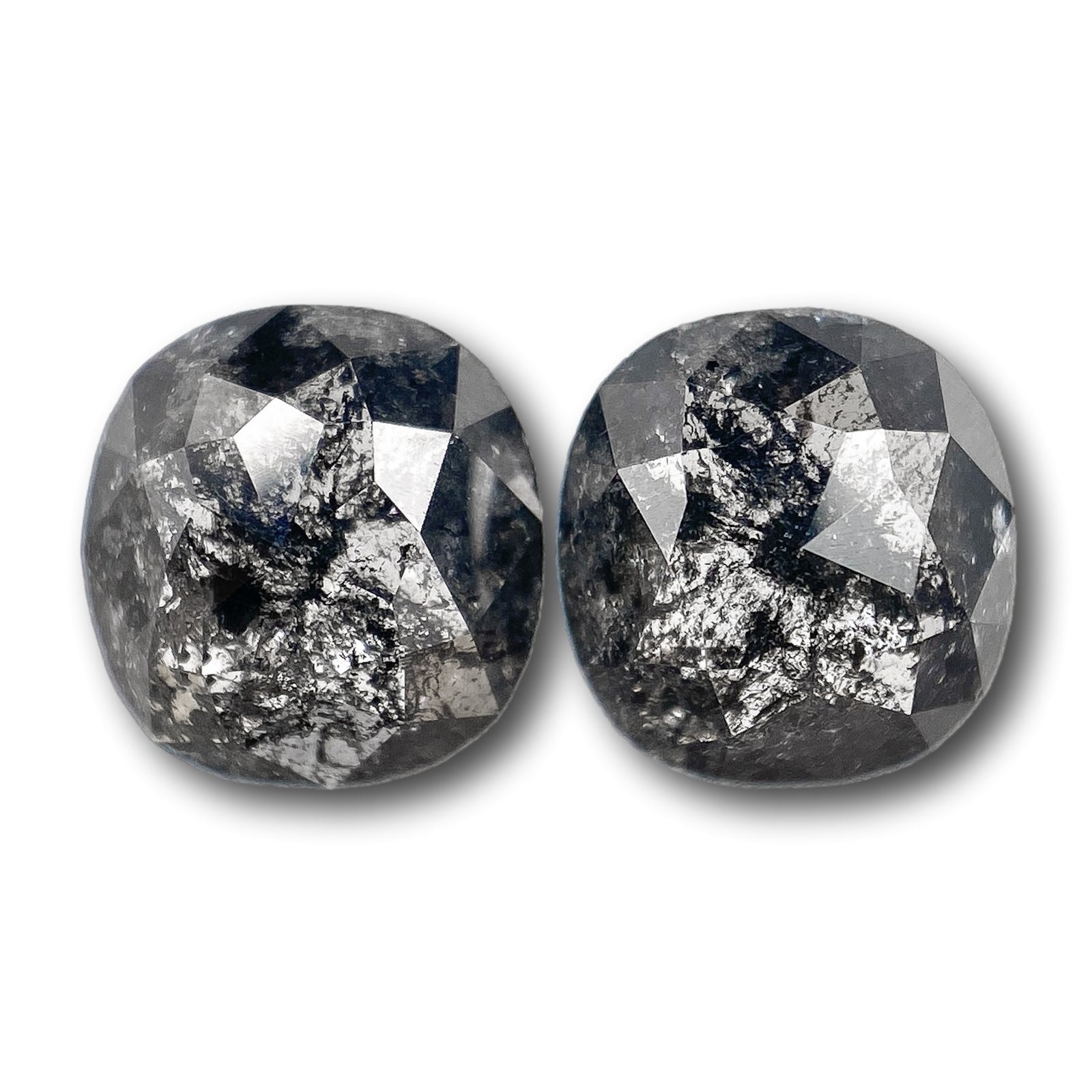 2.13cttw | Rustic  Cushion Shape Rose Cut Diamond Matched Pair - Modern Rustic Diamond