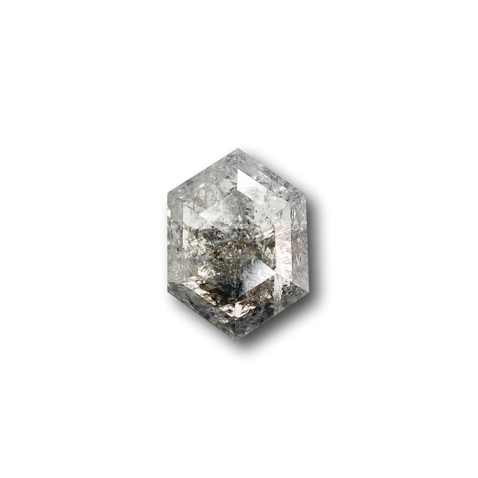1.12ct | Salt & Pepper Hexagon Shape Rose Cut Diamond - Modern Rustic Diamond