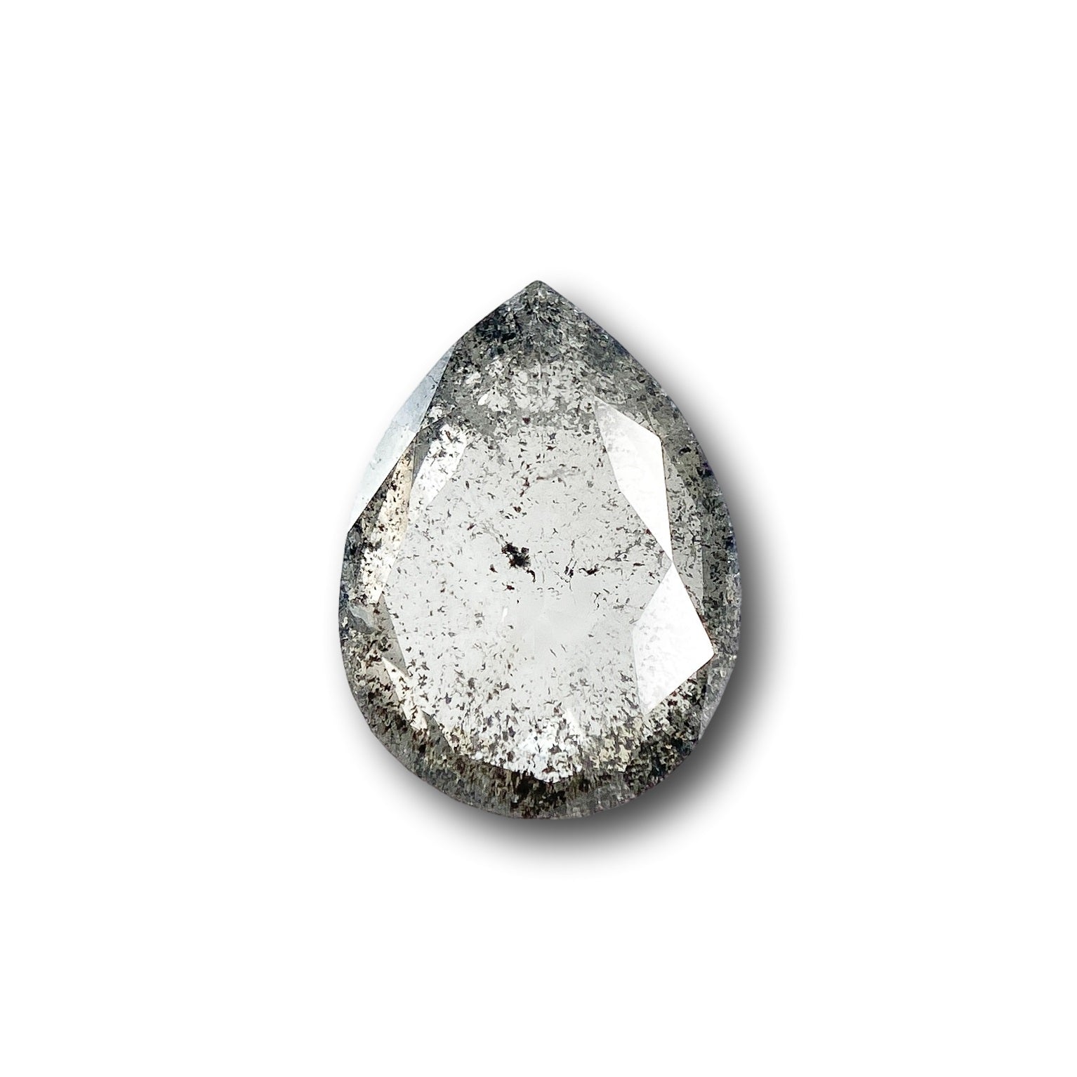 1.09ct | Salt & Pepper Pear Shape Rose Cut Diamond - Modern Rustic Diamond