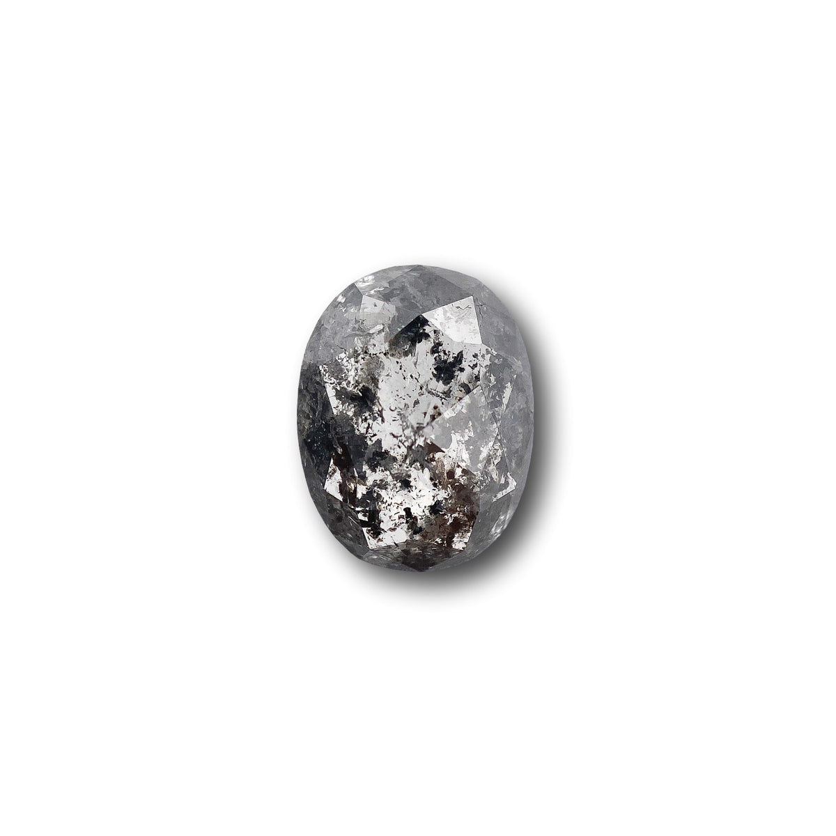 1.15ct | Salt &amp; Pepper Oval Shape Rose Cut Diamond - Modern Rustic Diamond