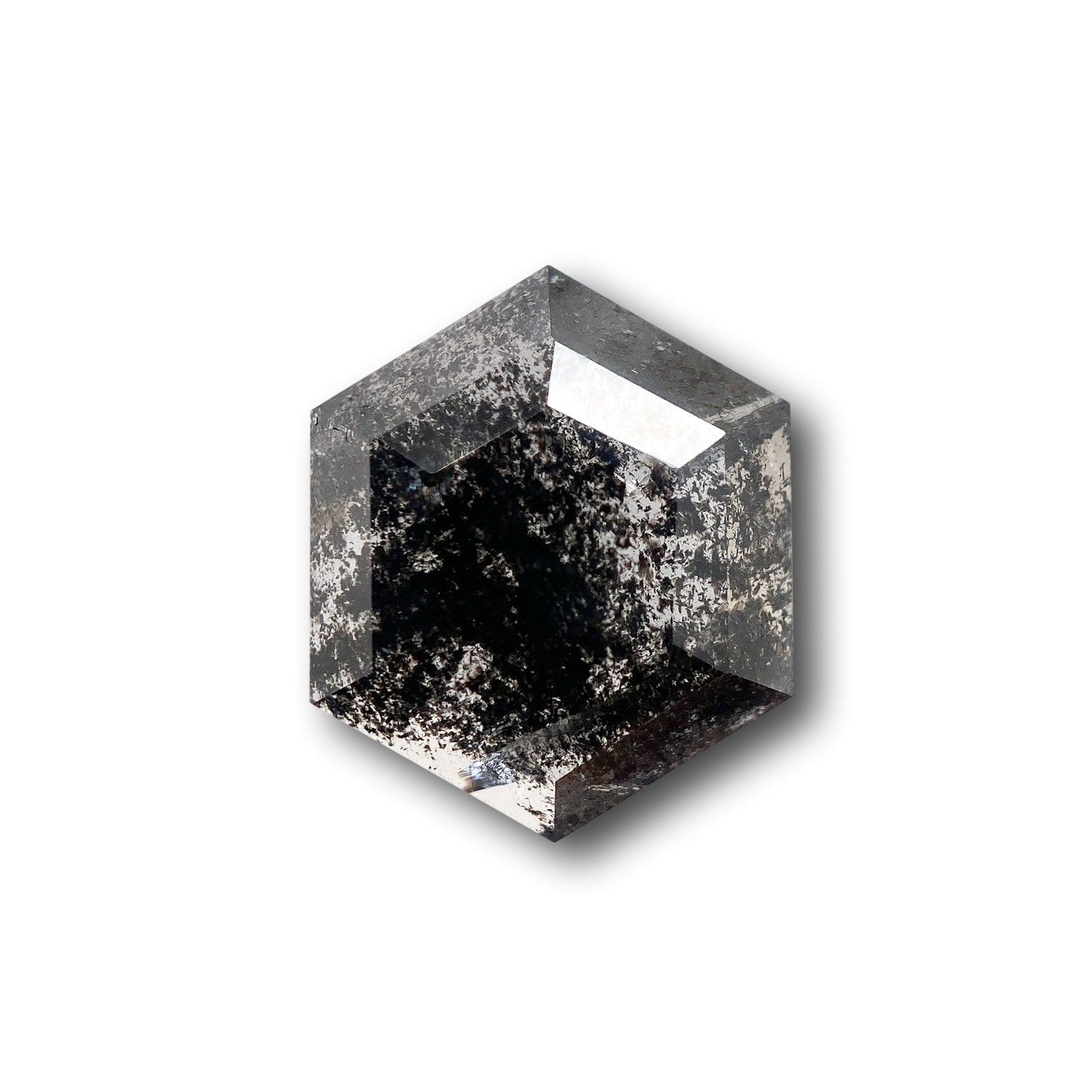 3.11ct | Salt & Pepper Hexagon Shape Rose Cut Diamond - Modern Rustic Diamond