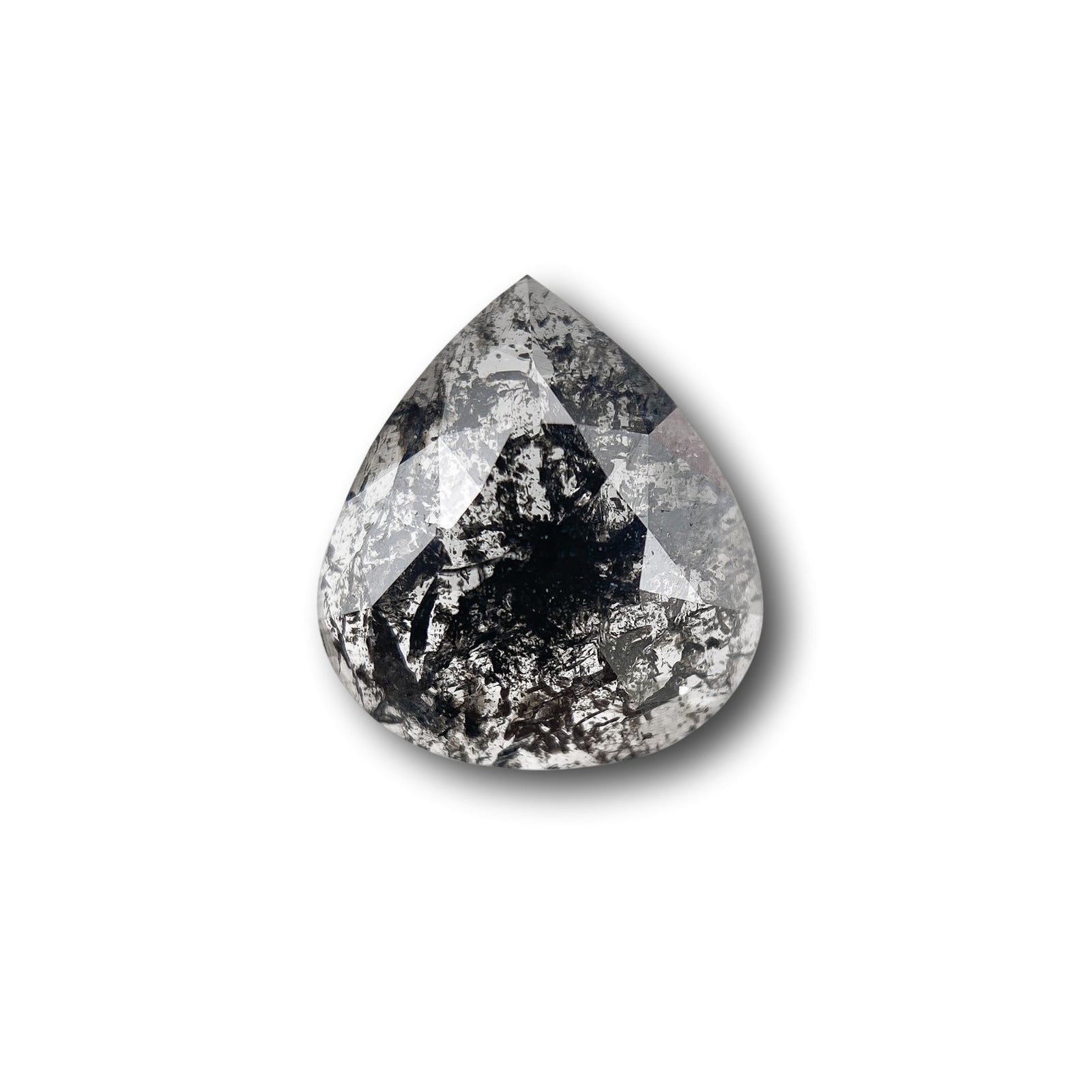 1.03ct | Salt & Pepper Pear Shape Rose Cut Diamond - Modern Rustic Diamond