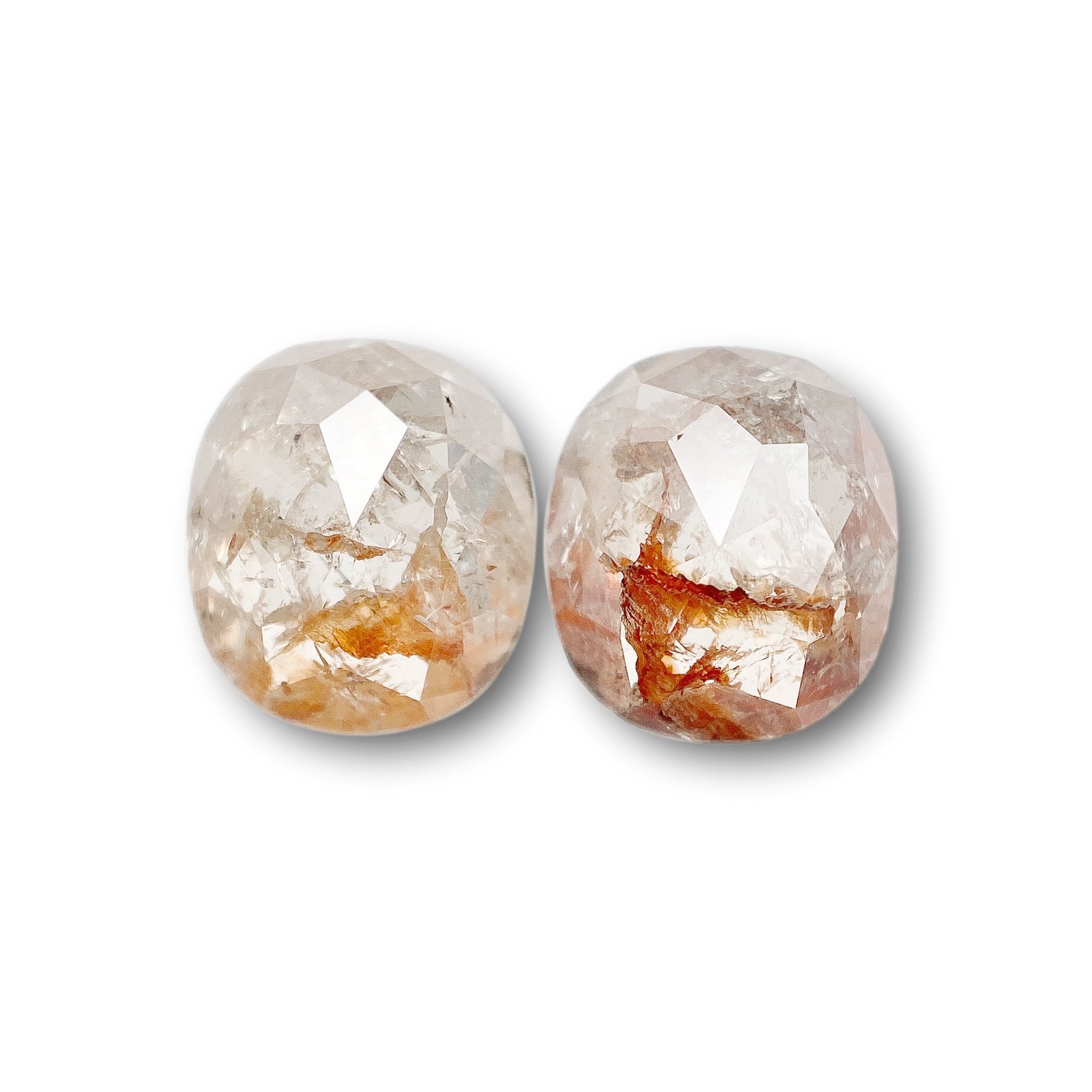 2.46cttw | Rustic Cushion Shape Rose Cut Diamond Matched Pair - Modern Rustic Diamond