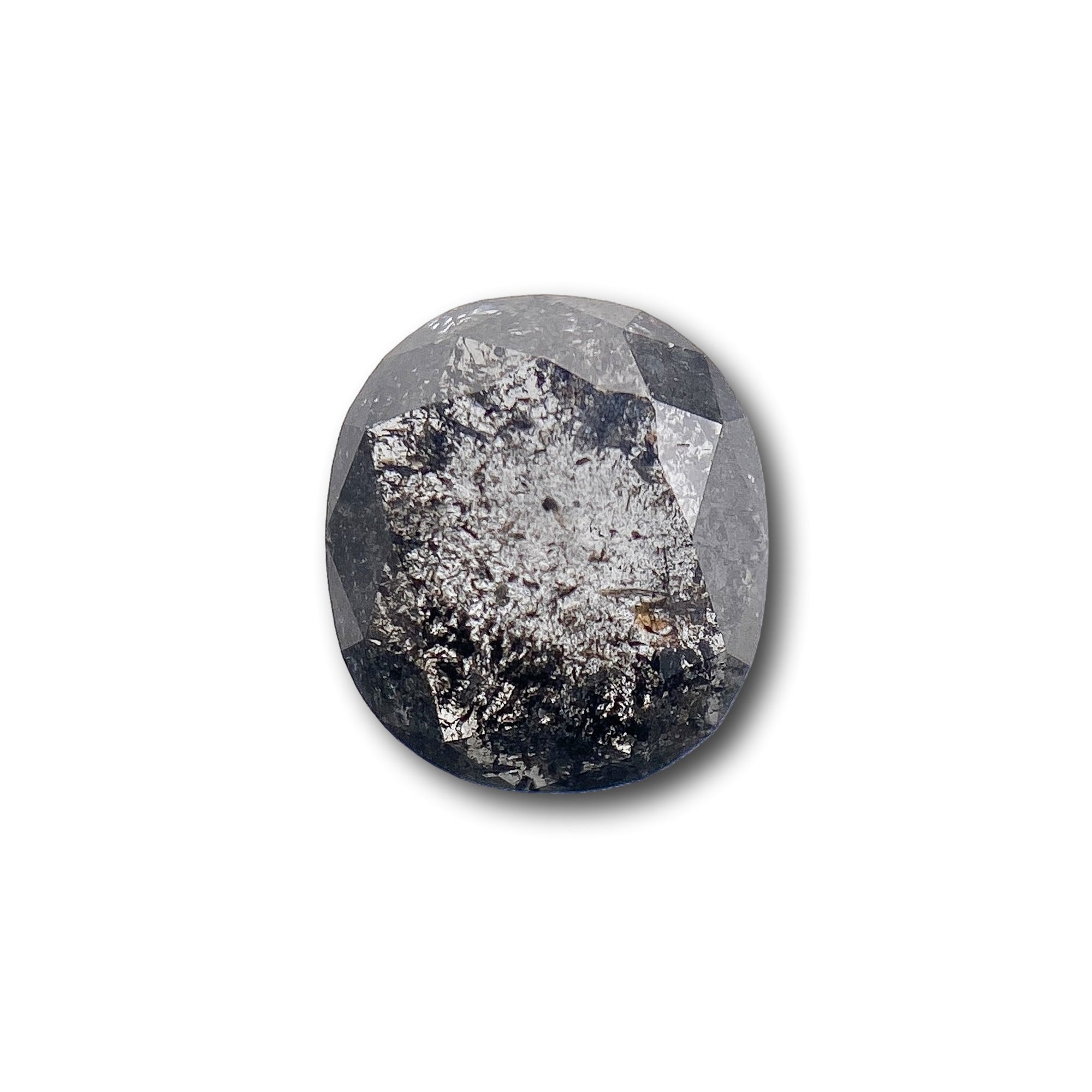 0.62ct | Salt & Pepper Cushion Shape Rose Cut Diamond - Modern Rustic Diamond