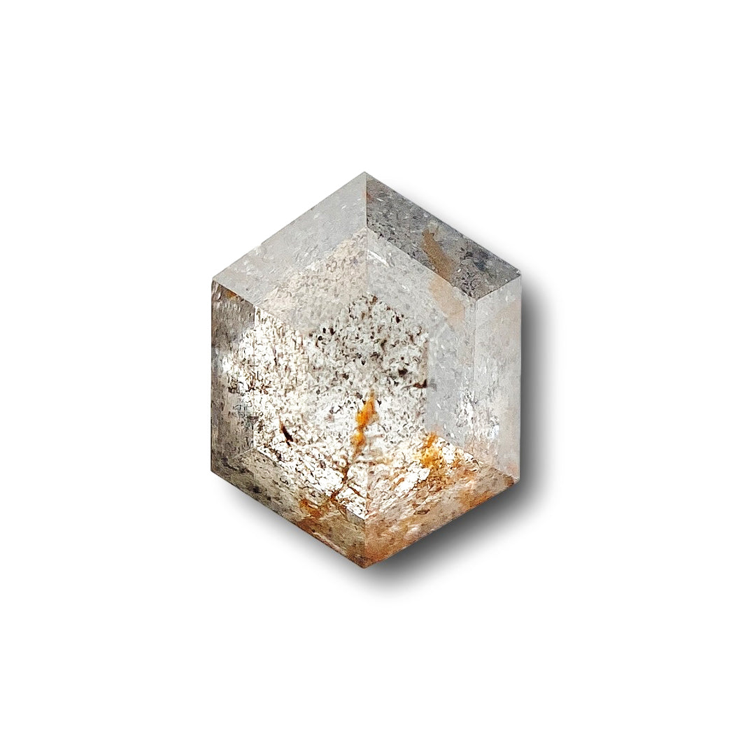0.63ct | Salt & Pepper Hexagon Shape Rose Cut Diamond - Modern Rustic Diamond