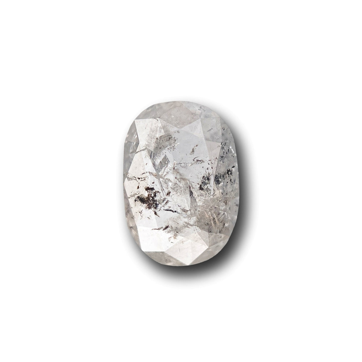 0.92ct | Salt &amp; Pepper Oval Shape Rose Cut Diamond - Modern Rustic Diamond