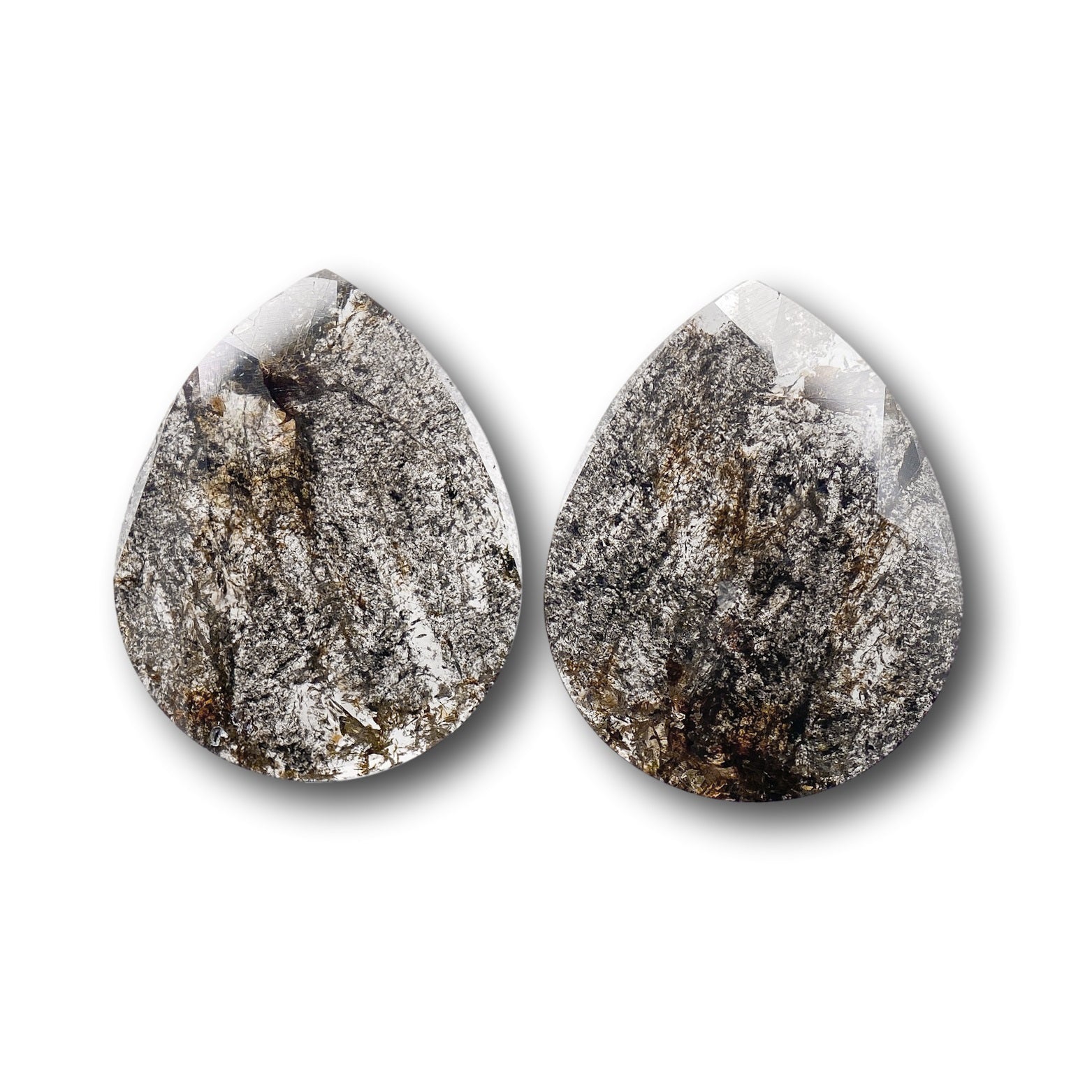 2.81cttw | Rustic  Pear Shape Rose Cut Diamond Matched Pair - Modern Rustic Diamond