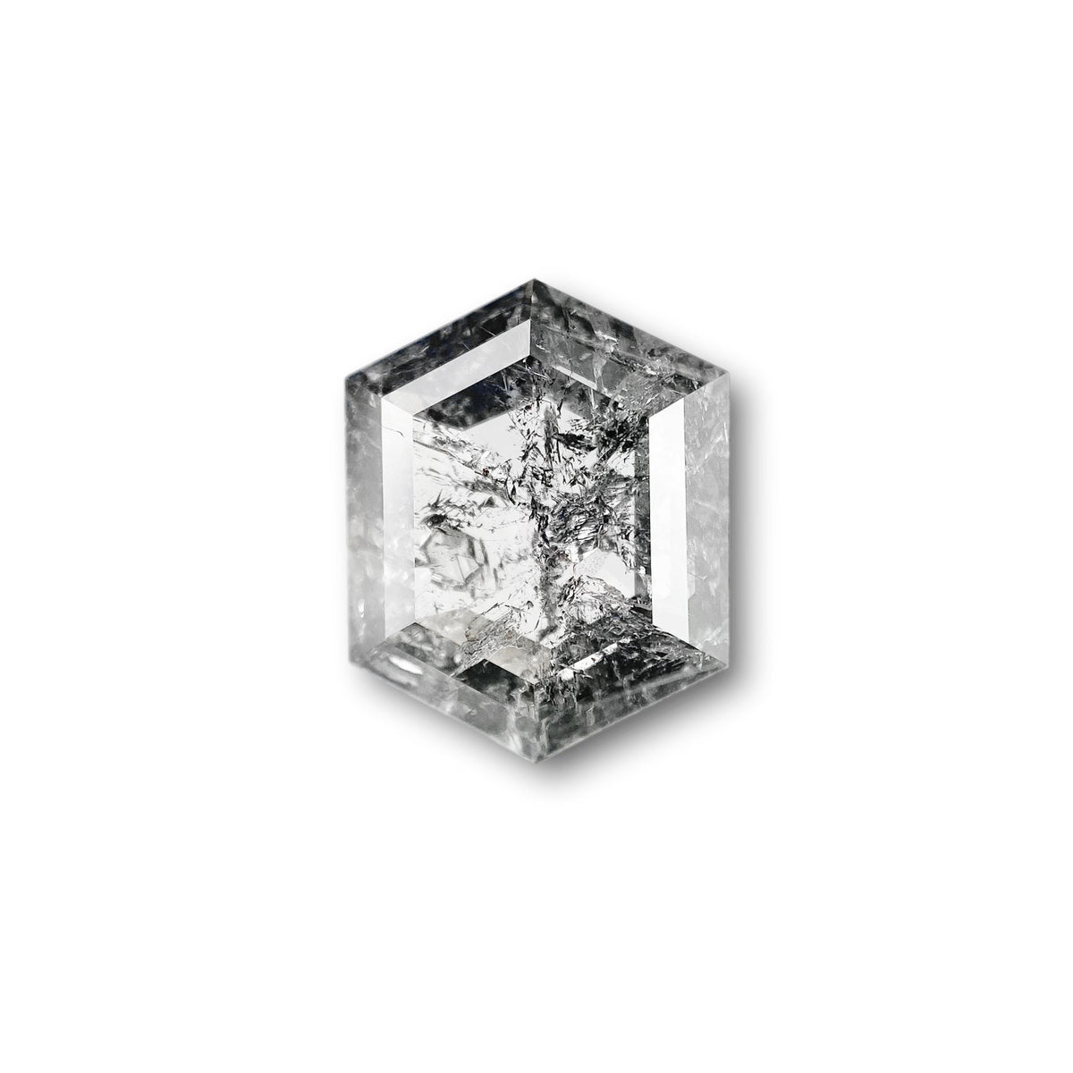 3.57ct | Salt &amp; Pepper Hexagon Shape Step Cut Diamond - Modern Rustic Diamond