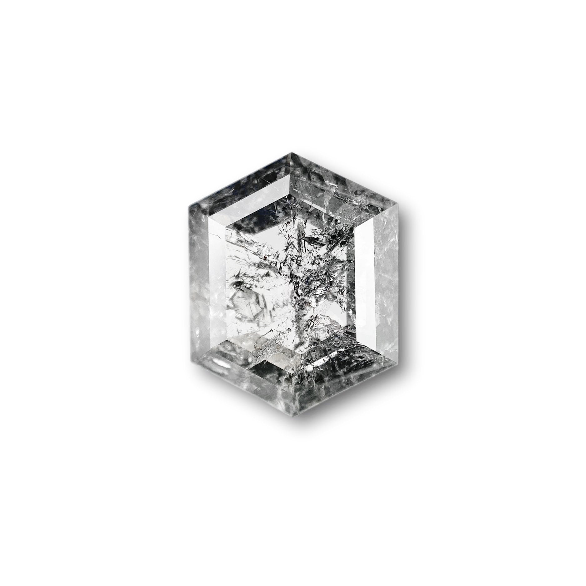 3.57ct | Salt & Pepper Hexagon Shape Step Cut Diamond - Modern Rustic Diamond