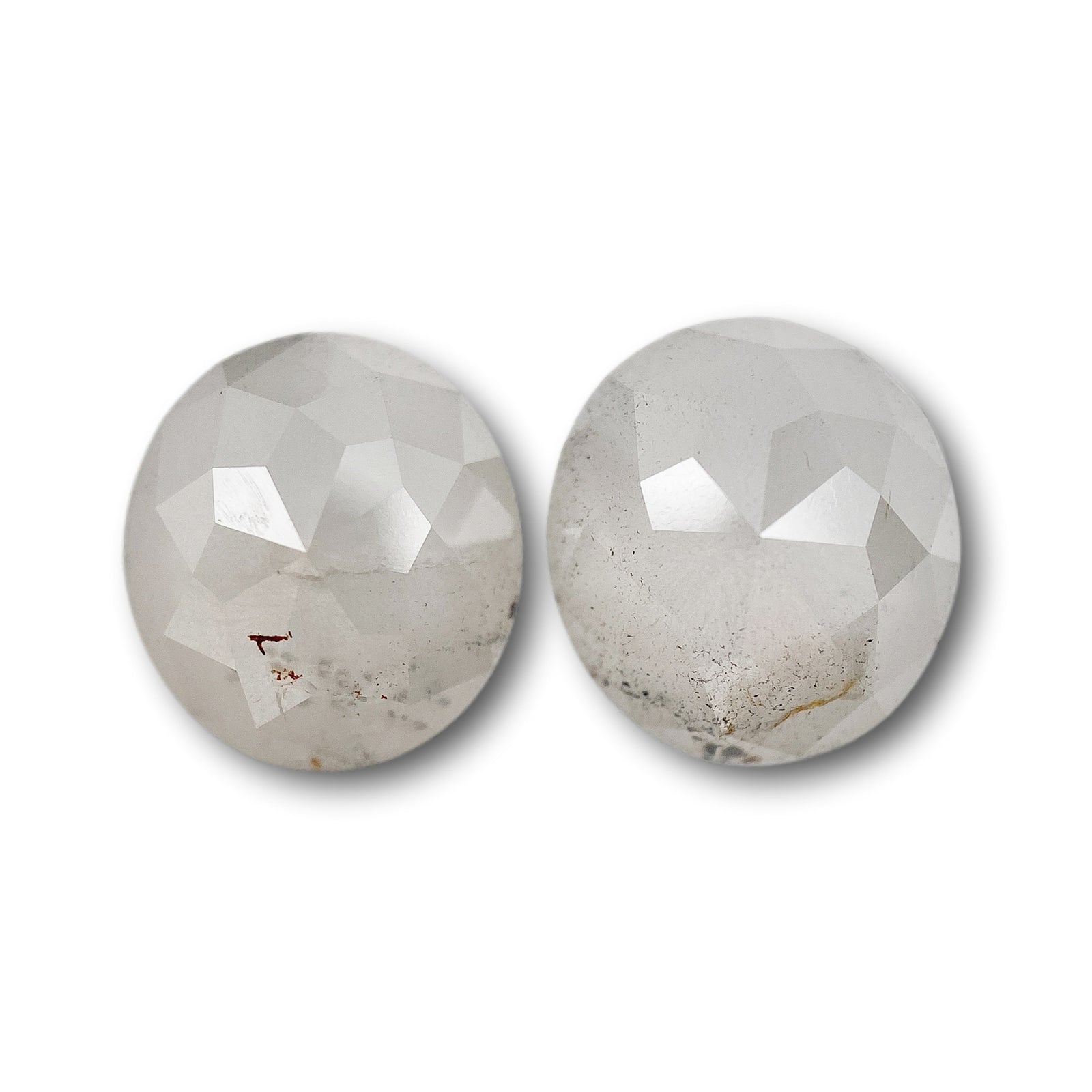 4.96cttw | Salt & Pepper Oval Shape Rose Cut Diamond Matched Pair - Modern Rustic Diamond