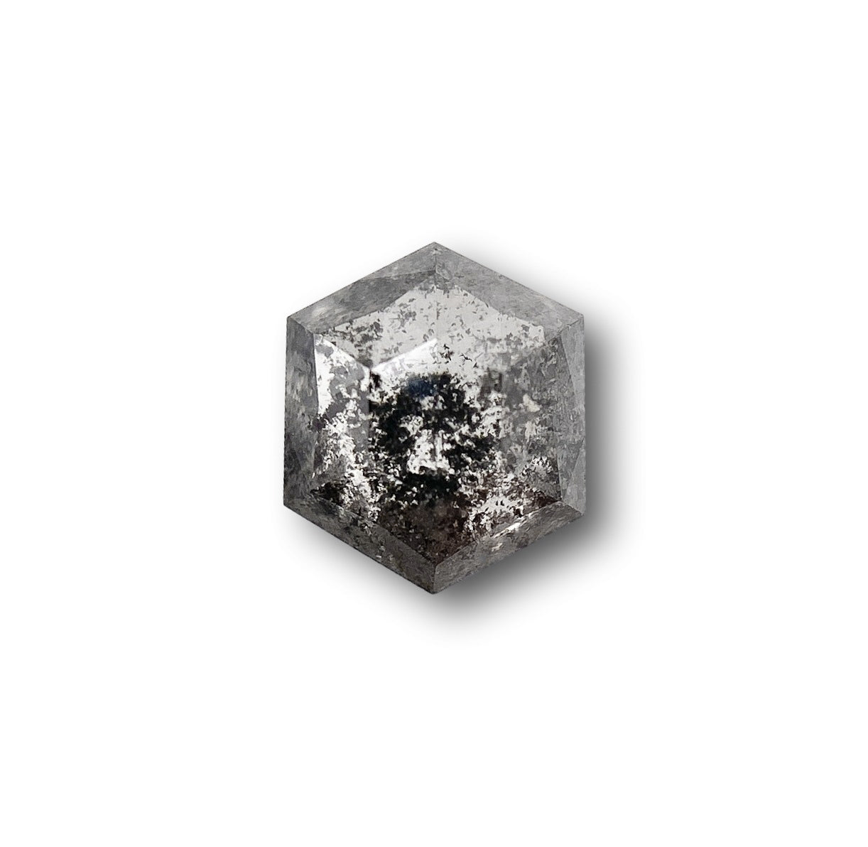 0.91ct | Salt & Pepper Hexagon Shape Rose Cut Diamond - Modern Rustic Diamond