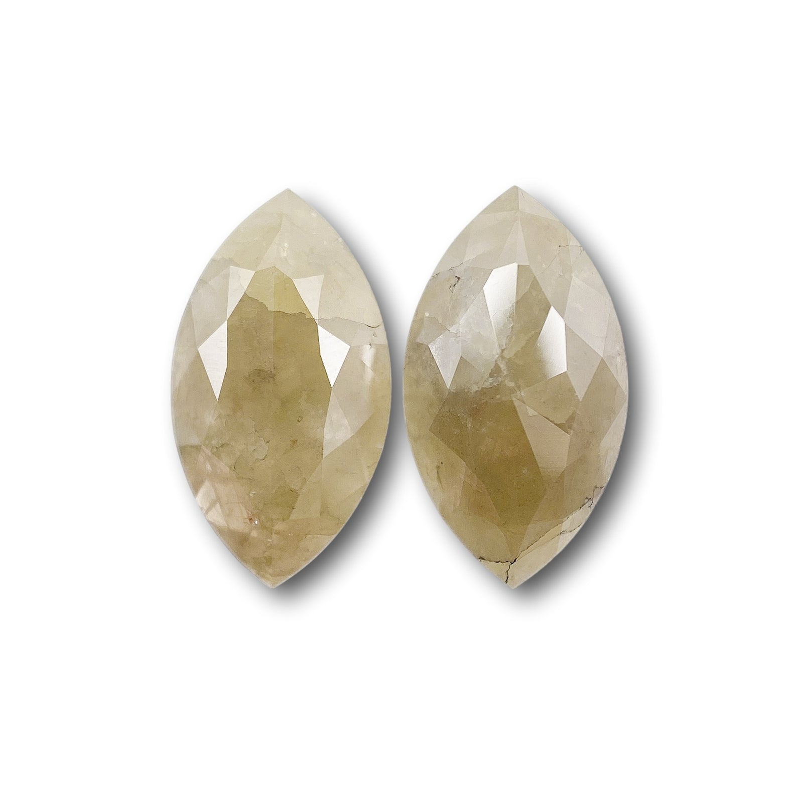 2.36cttw | Rustic  Marquise Shape Rose Cut Diamond Matched Pair - Modern Rustic Diamond