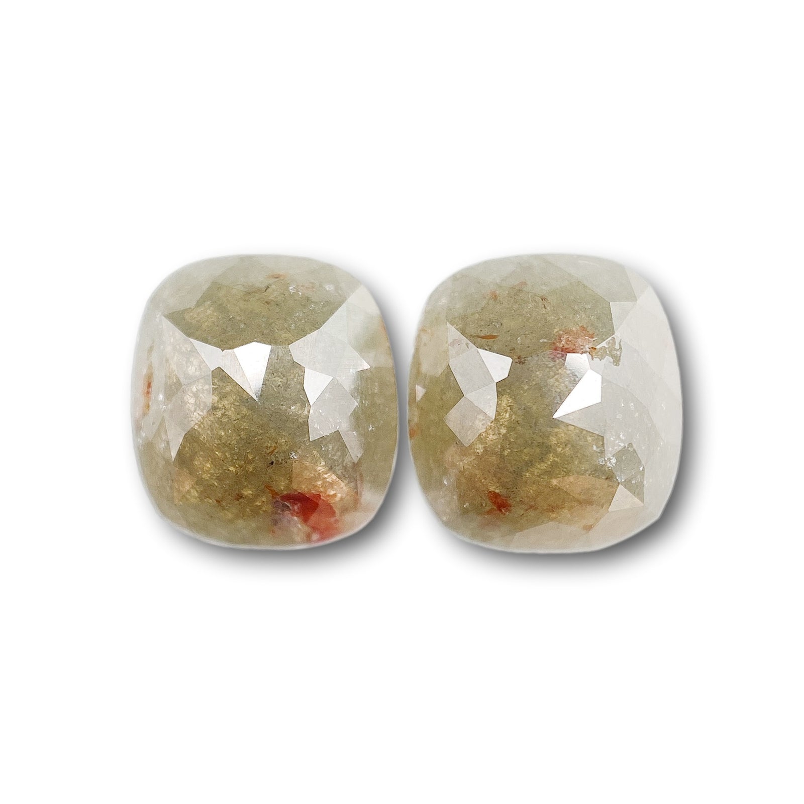 2.93cttw | Rustic  Cushion Shape Rose Cut Diamond Matched Pair - Modern Rustic Diamond