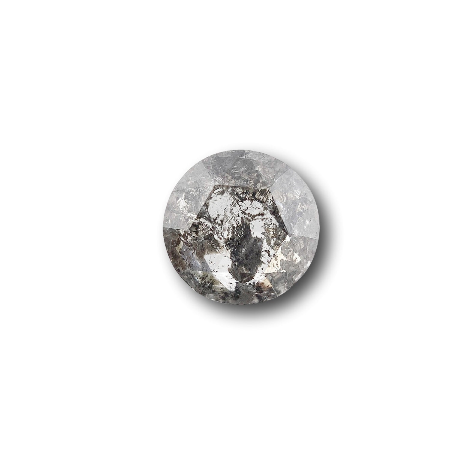 0.93ct | Salt & Pepper Round Shape Rose Cut Diamond - Modern Rustic Diamond