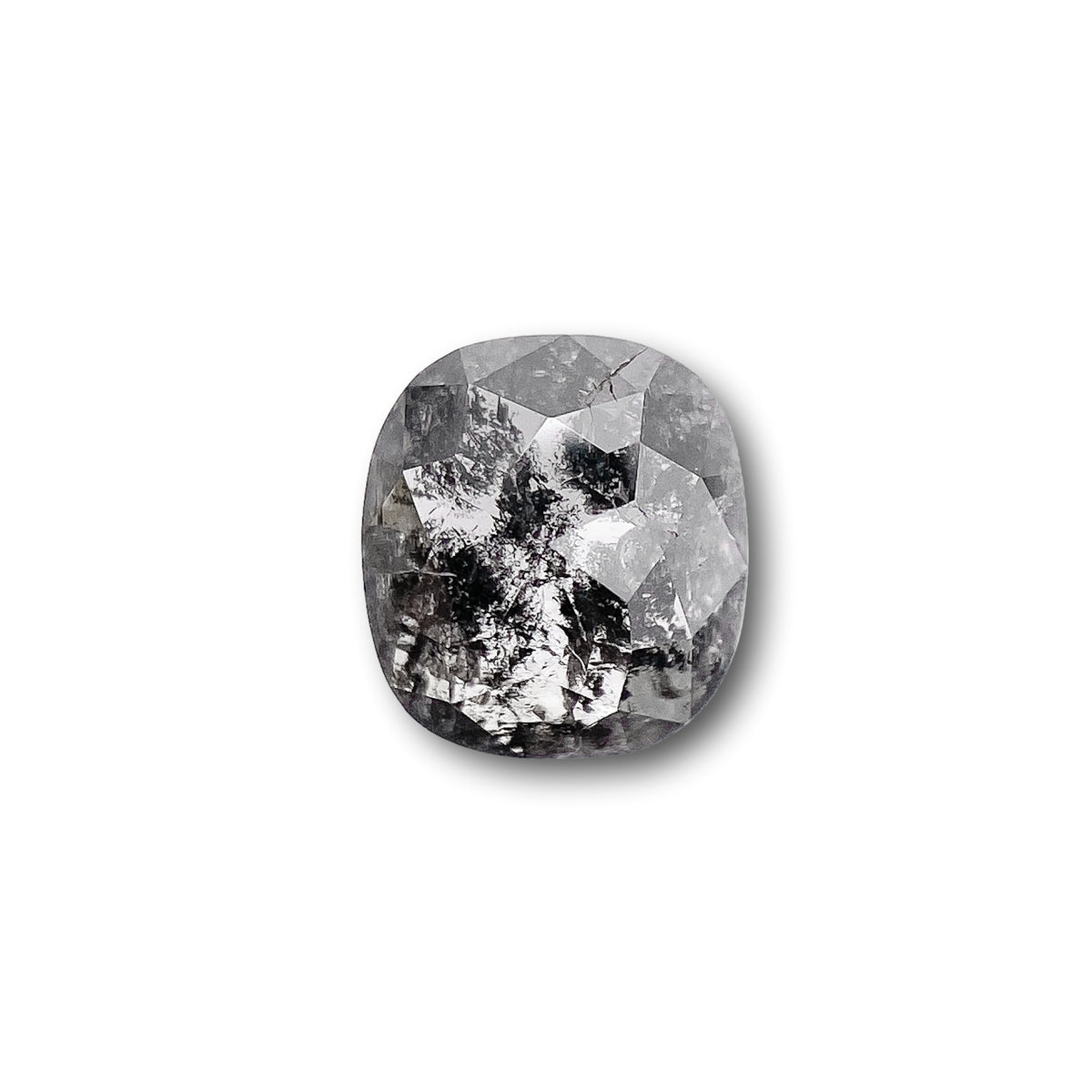 0.65ct | Salt &amp; Pepper Cushion Shape Rose Cut Diamond - Modern Rustic Diamond