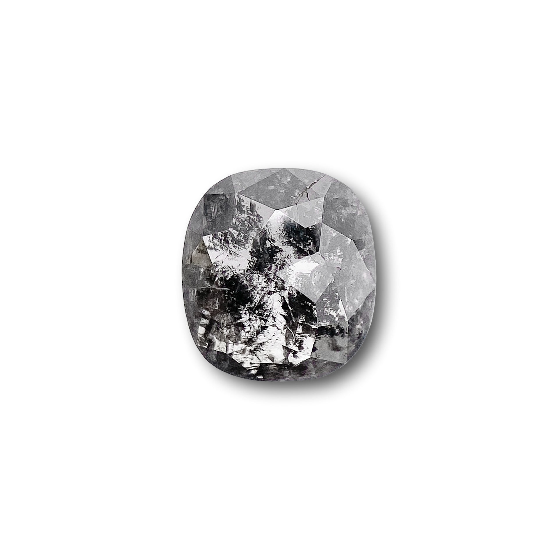 0.65ct | Salt & Pepper Cushion Shape Rose Cut Diamond - Modern Rustic Diamond
