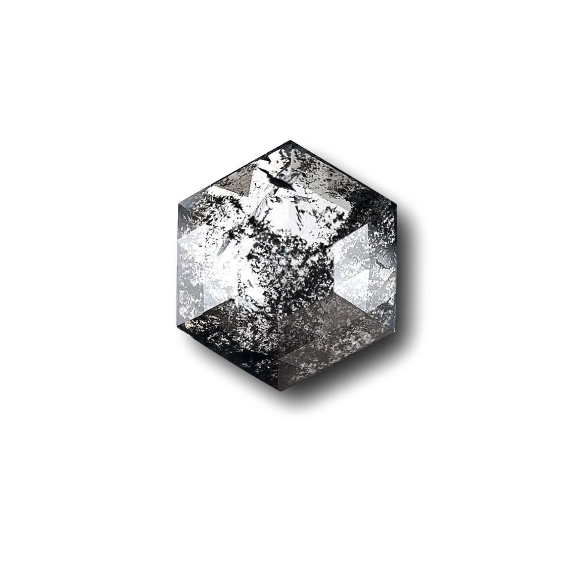 0.70ct | Salt & Pepper Hexagon Shape Rose Cut Diamond - Modern Rustic Diamond