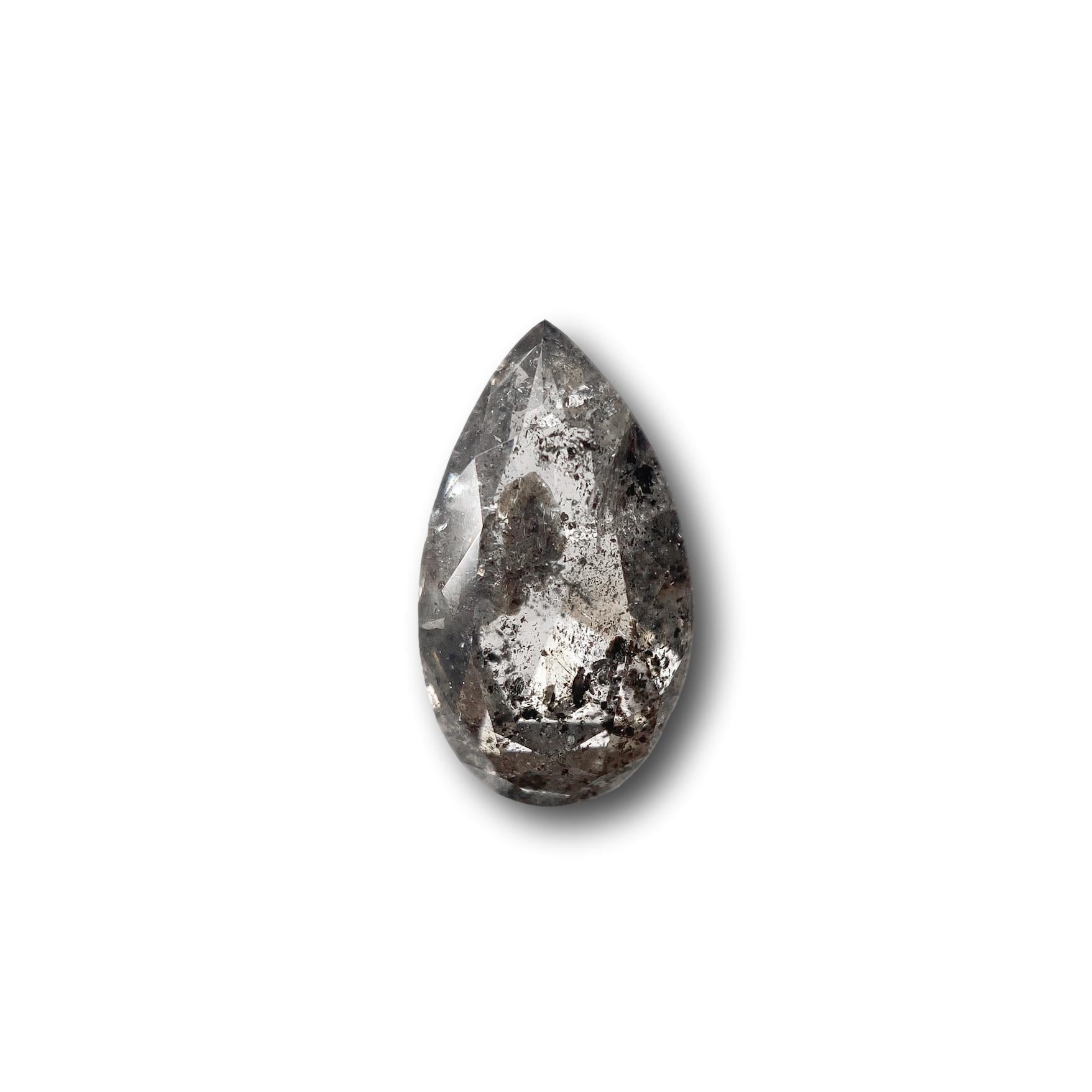 1.66ct | Salt & Pepper Pear Shape Brilliant Cut Diamond - Modern Rustic Diamond