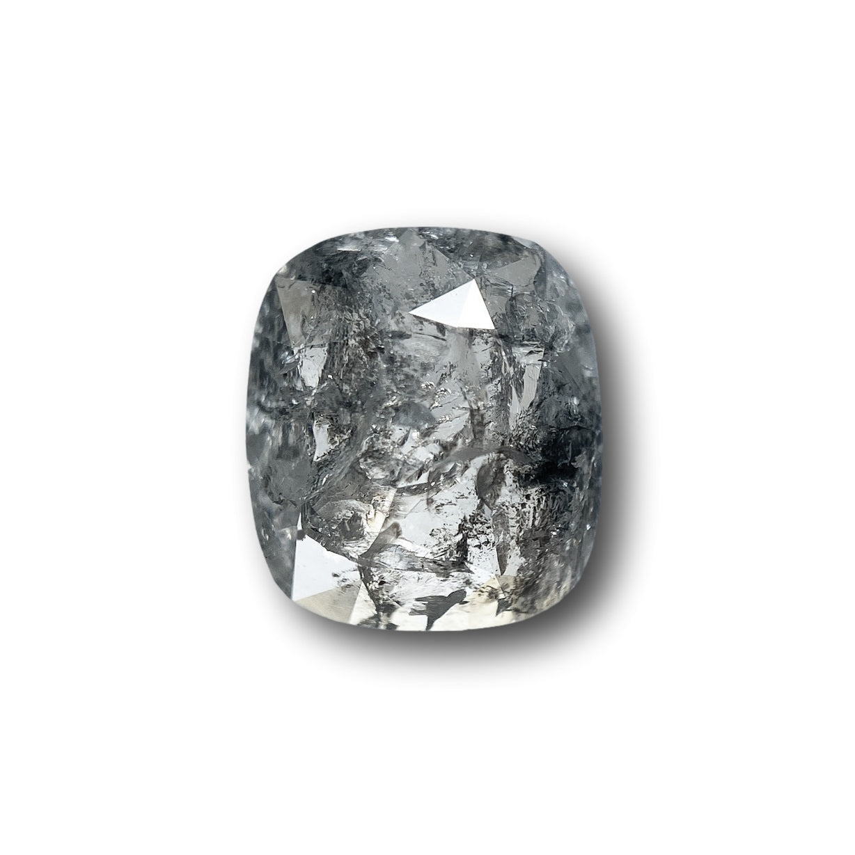 1.35ct | Salt & Pepper Cushion Shape Rose Cut Diamond - Modern Rustic Diamond