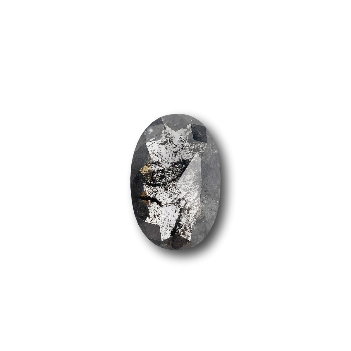 1.65ct | Salt &amp; Pepper Oval Shape Rose Cut Diamond - Modern Rustic Diamond