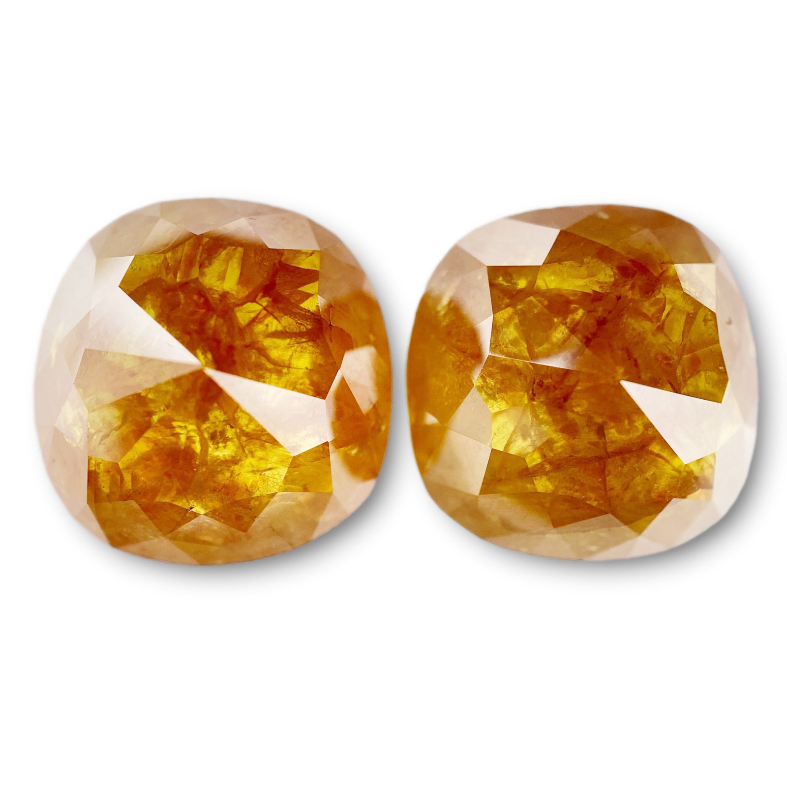 19.94cttw | Salt & Pepper Cushion Shape Rose Cut Diamond Matched Pair - Modern Rustic Diamond