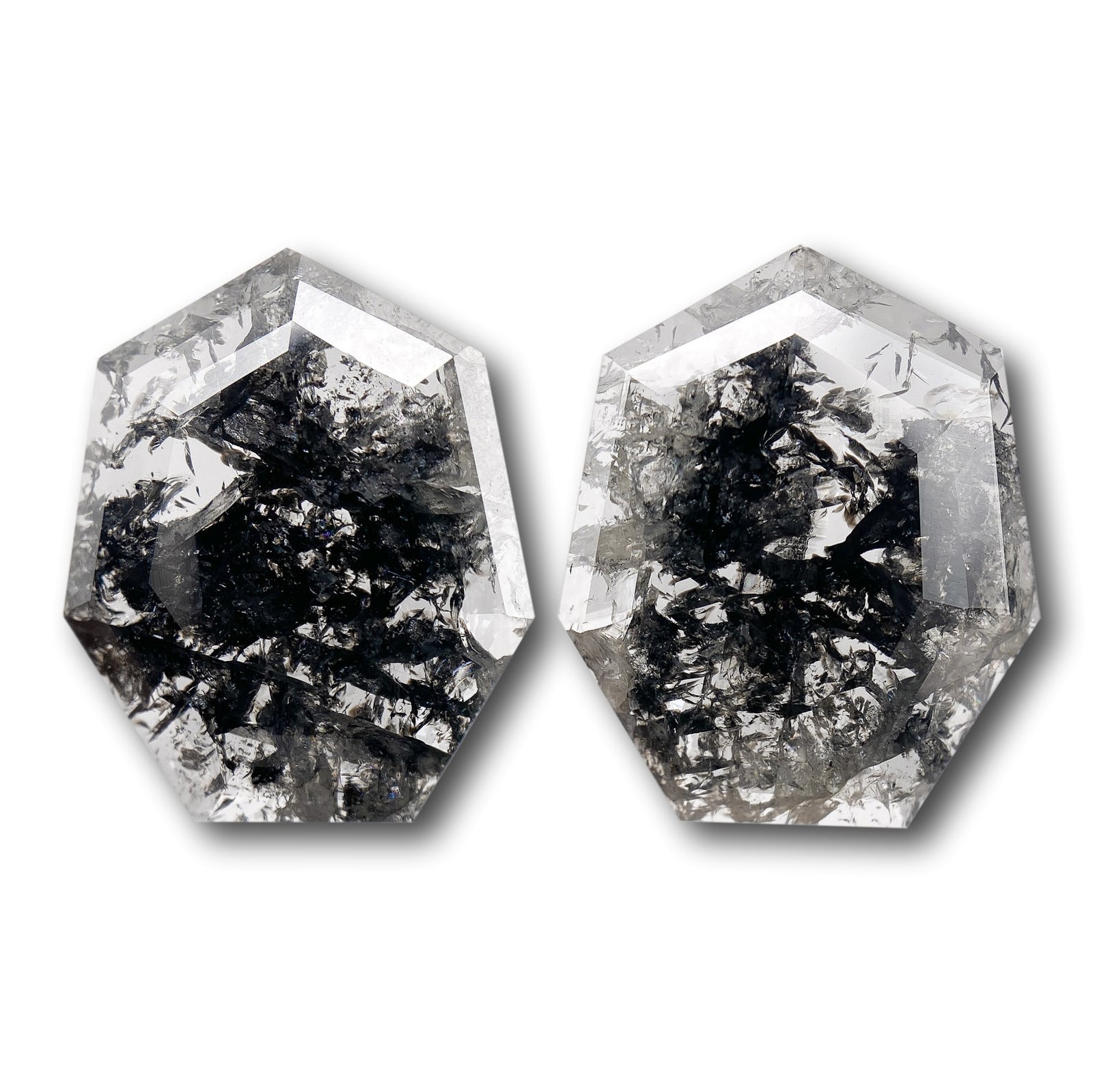 5.07cttw | Rustic  Shield Shape Rose Cut Diamond Matched Pair - Modern Rustic Diamond