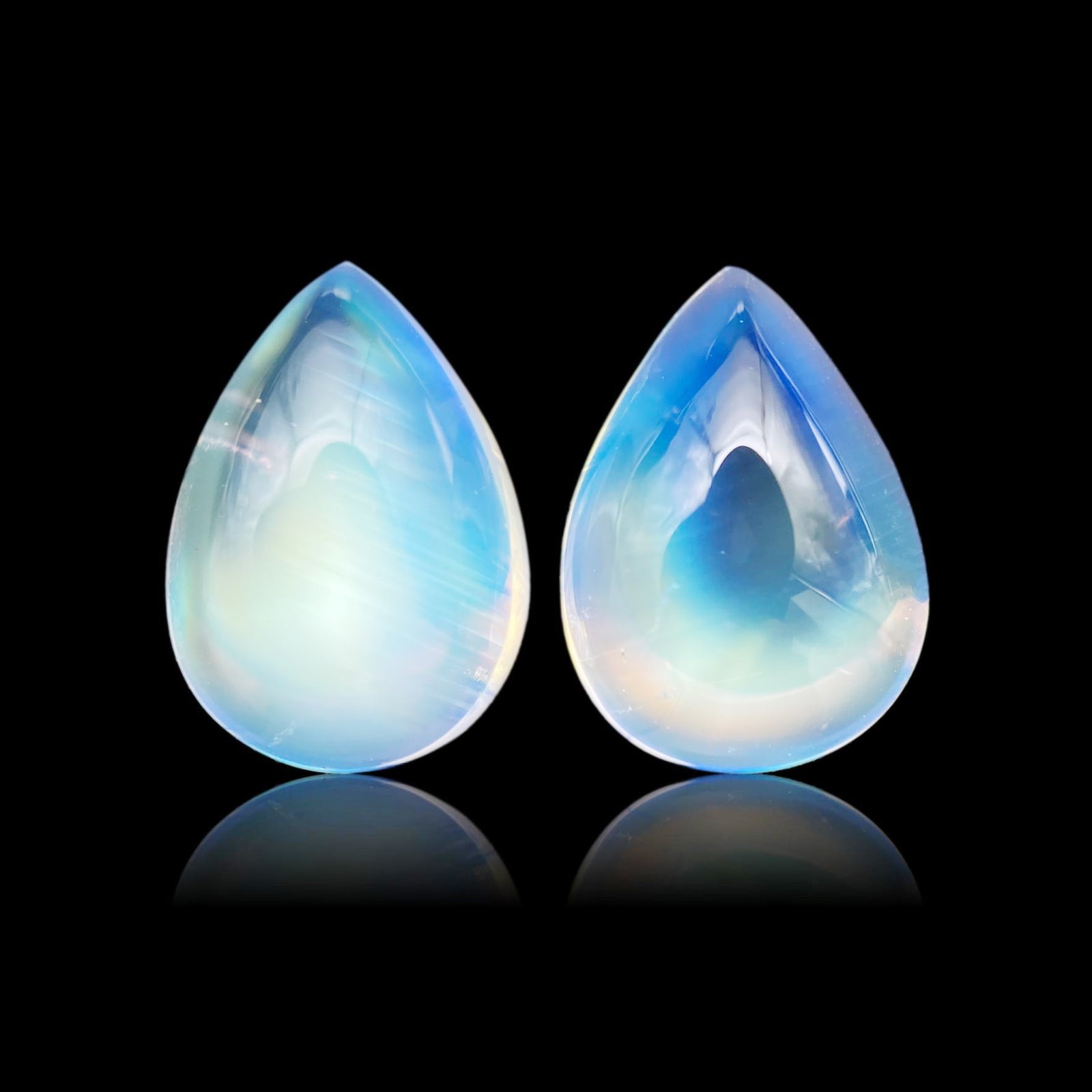 6.97cttw | Blue Pear Shape  Diamond Matched Pair - Modern Rustic Diamond