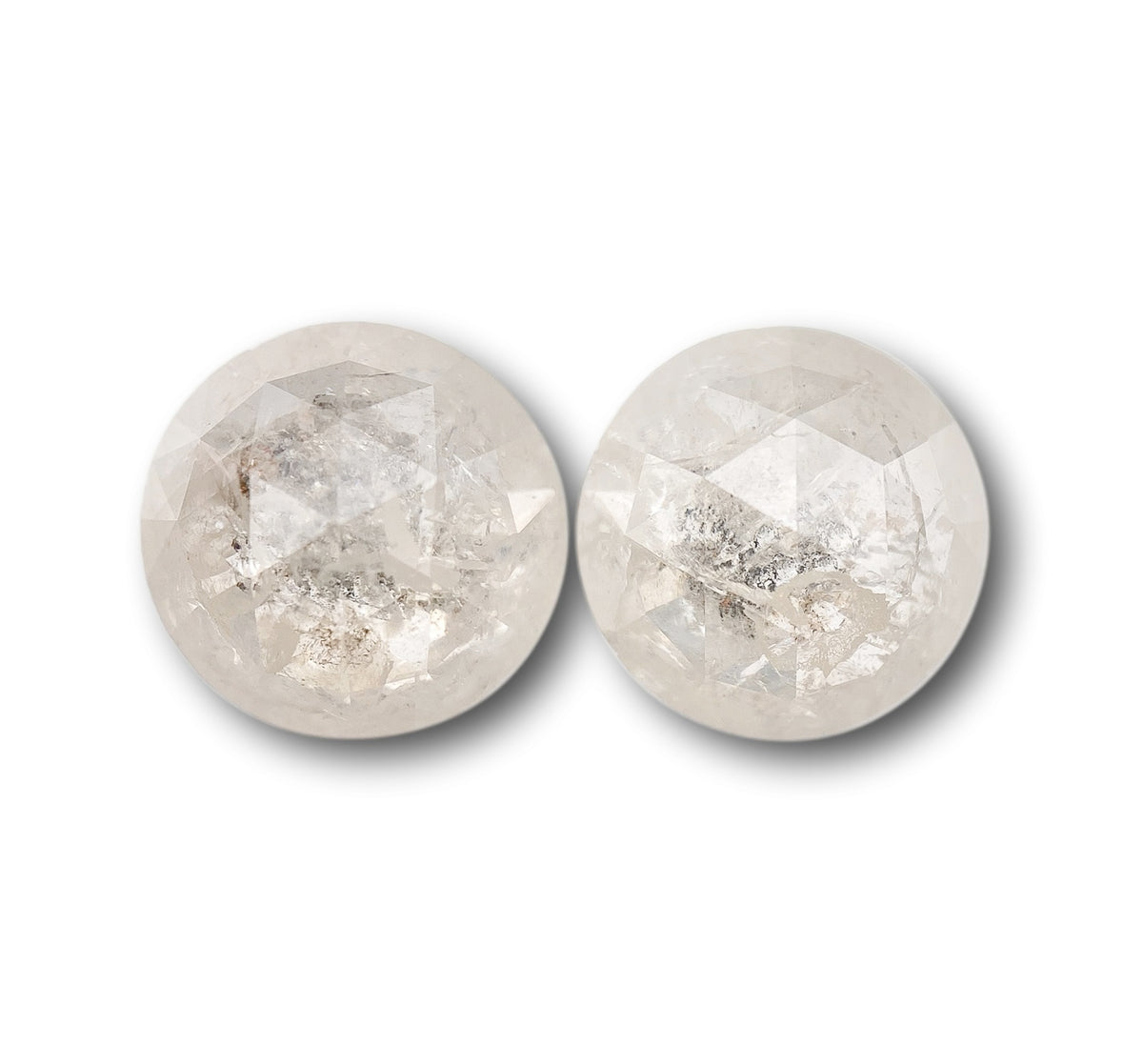 5.77cttw | Rustic Round Shape Rose Cut Diamond Matched Pair - Modern Rustic Diamond