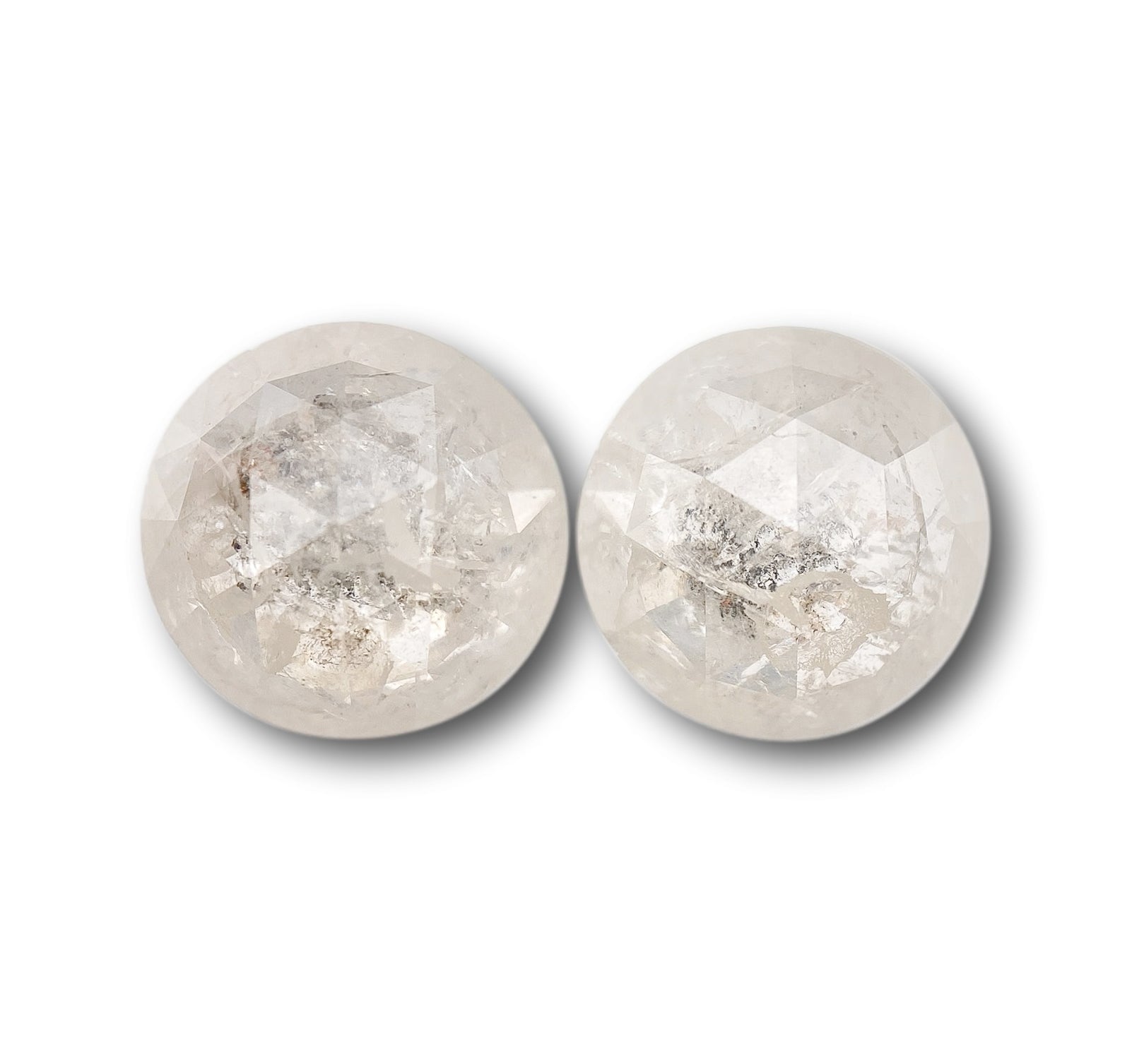 5.77cttw | Rustic Round Shape Rose Cut Diamond Matched Pair - Modern Rustic Diamond