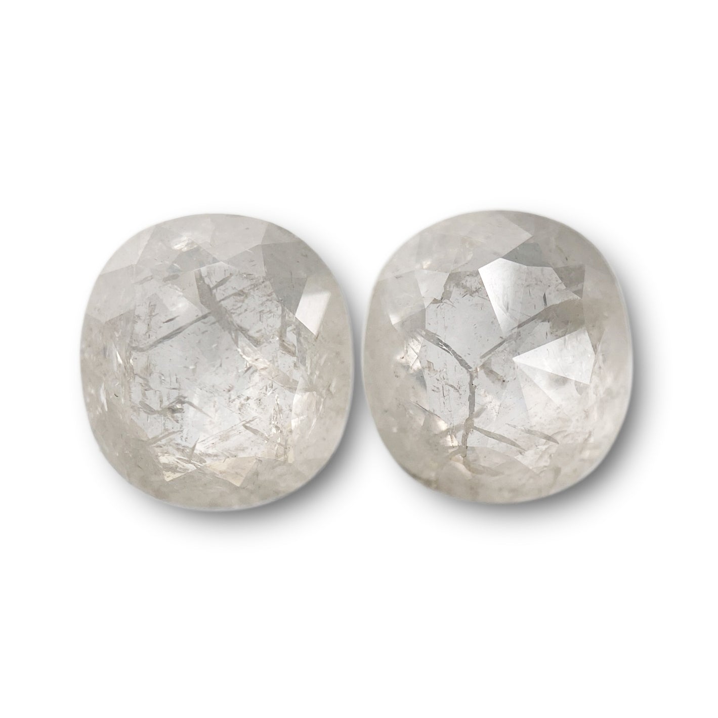 3.50cttw | Rustic Cushion Shape Rose Cut Diamond Matched Pair - Modern Rustic Diamond