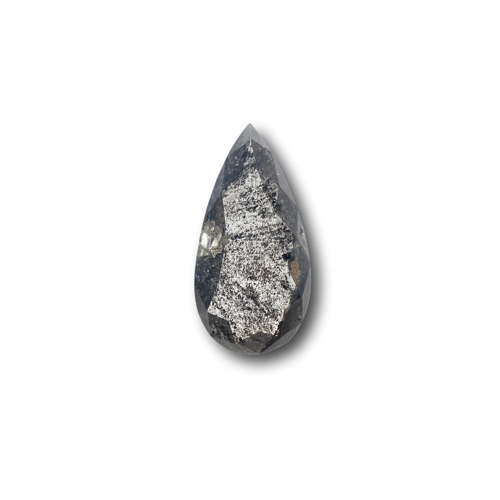 1.83ct | Salt & Pepper Pear Shape Rose Cut Diamond - Modern Rustic Diamond