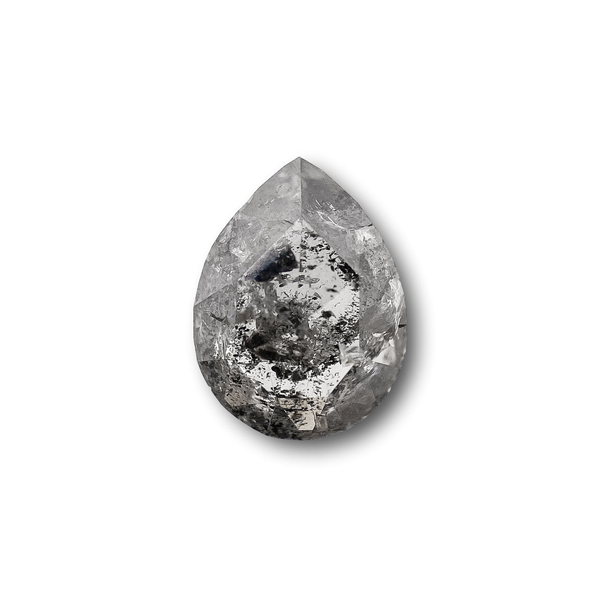 1.16ct | Salt &amp; Pepper Pear Shape Rose Cut Diamond - Modern Rustic Diamond