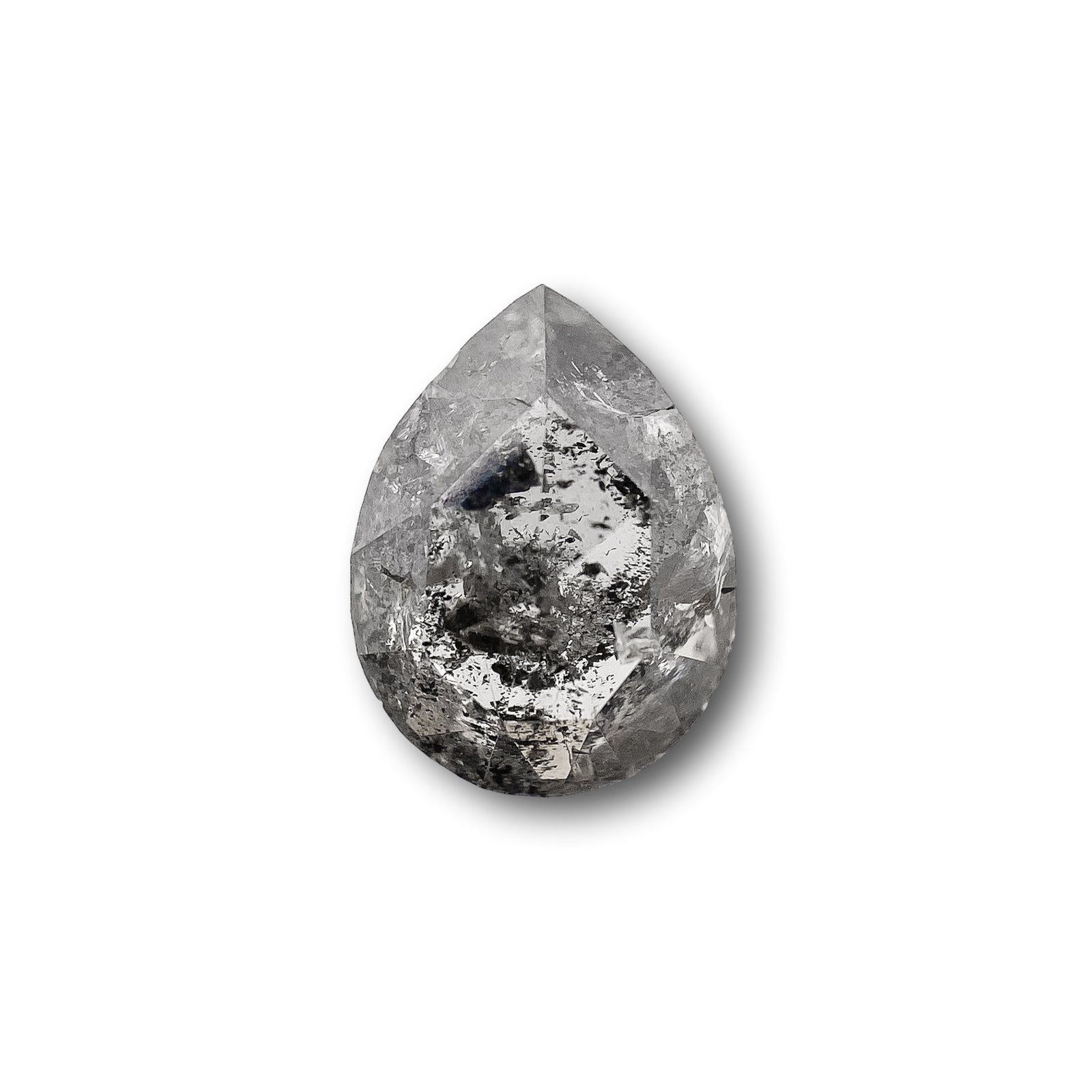 1.16ct | Salt & Pepper Pear Shape Rose Cut Diamond - Modern Rustic Diamond