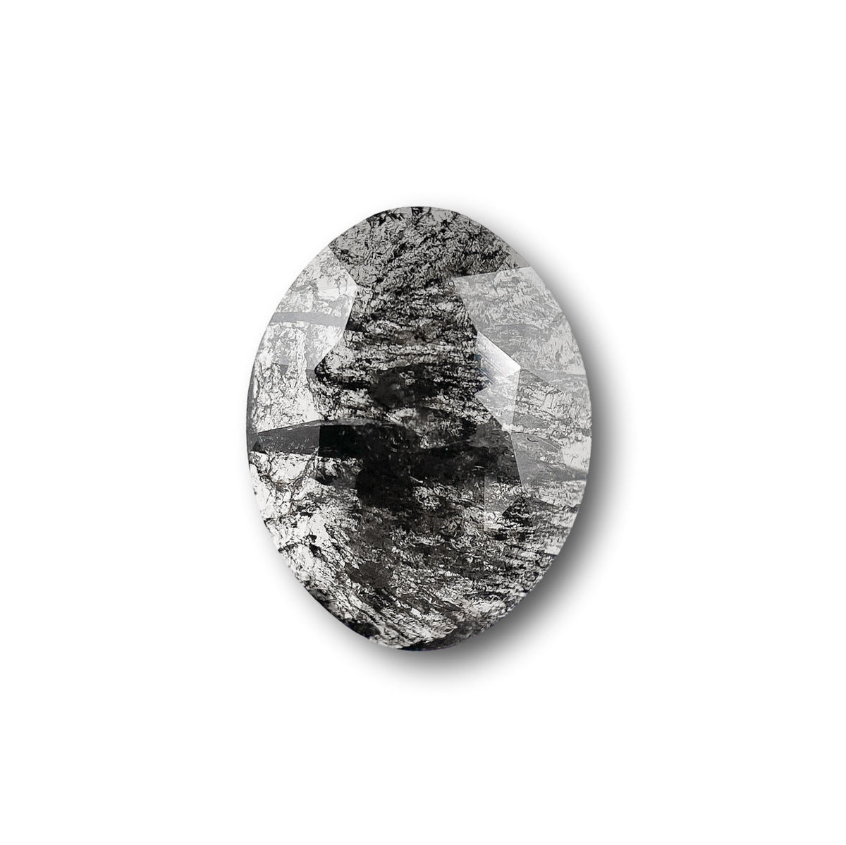 1.25ct | Salt &amp; Pepper Oval Shape Rose Cut Diamond - Modern Rustic Diamond