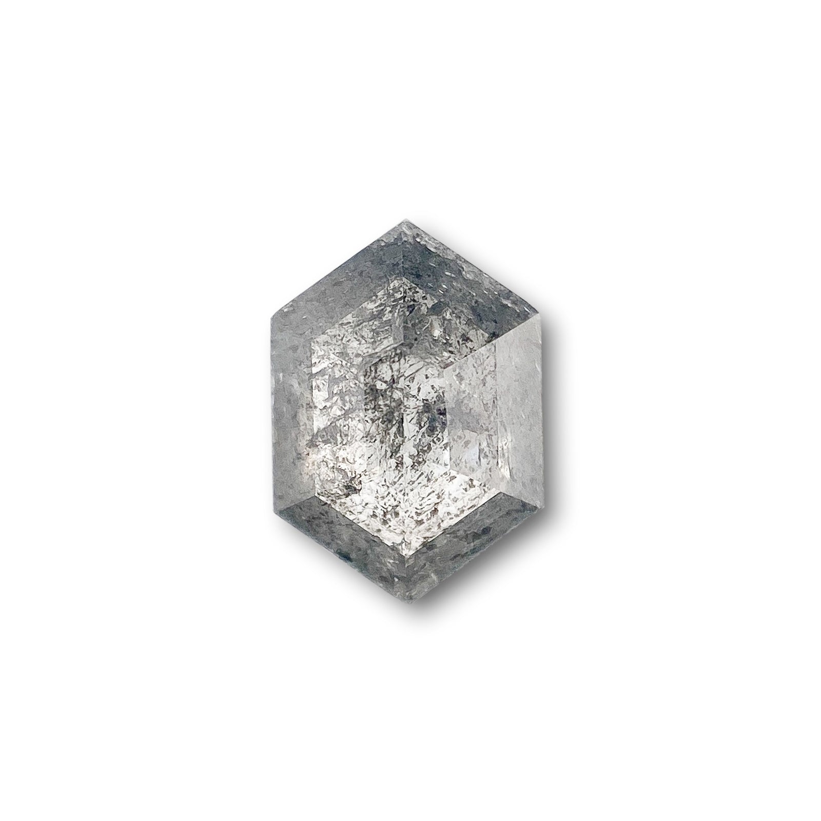 0.52ct | Salt & Pepper Hexagon Shape Rose Cut Diamond - Modern Rustic Diamond
