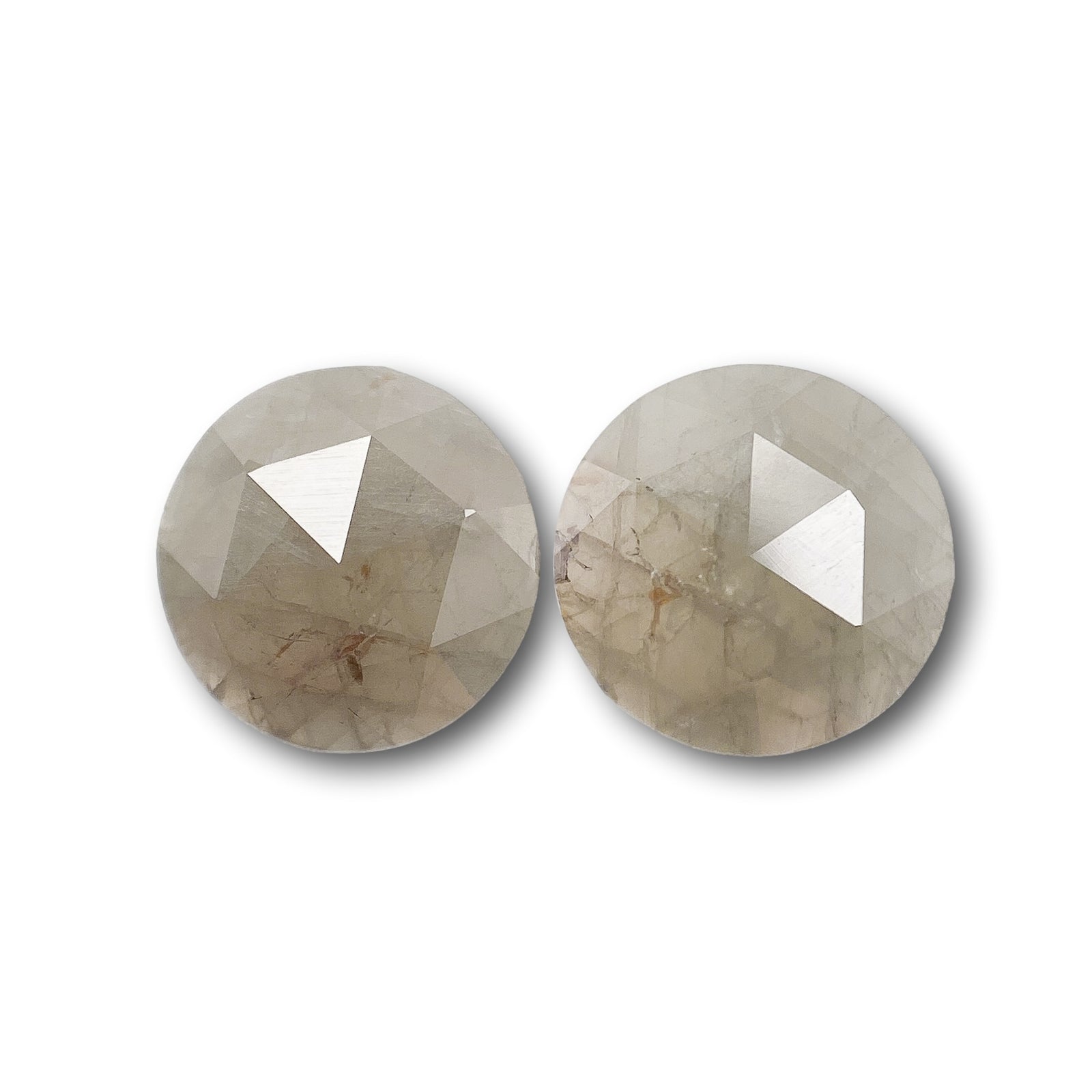 1.62cttw | Rustic  Round Shape Rose Cut Diamond Matched Pair - Modern Rustic Diamond