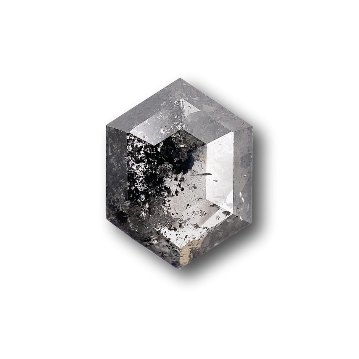 1.18ct | Salt & Pepper Hexagon Shape Rose Cut Diamond - Modern Rustic Diamond