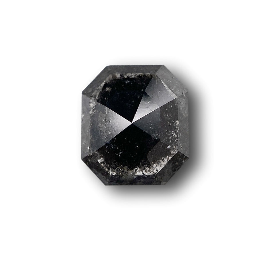 0.96ct | Salt & Pepper Emerald Shape Step Cut Diamond - Modern Rustic Diamond