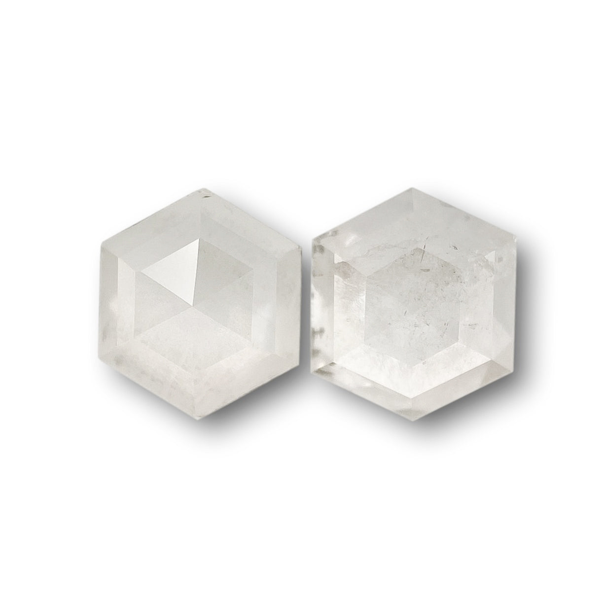 1.75cttw | Rustic  Hexagon Shape Rose Cut Diamond Matched Pair - Modern Rustic Diamond