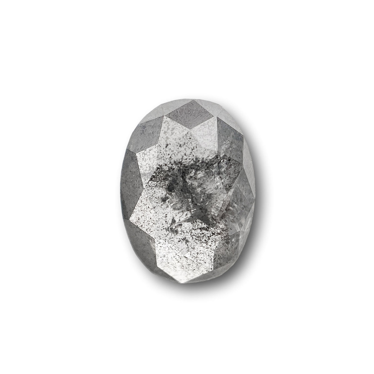 0.75ct | Salt &amp; Pepper Oval Shape Rose Cut Diamond - Modern Rustic Diamond
