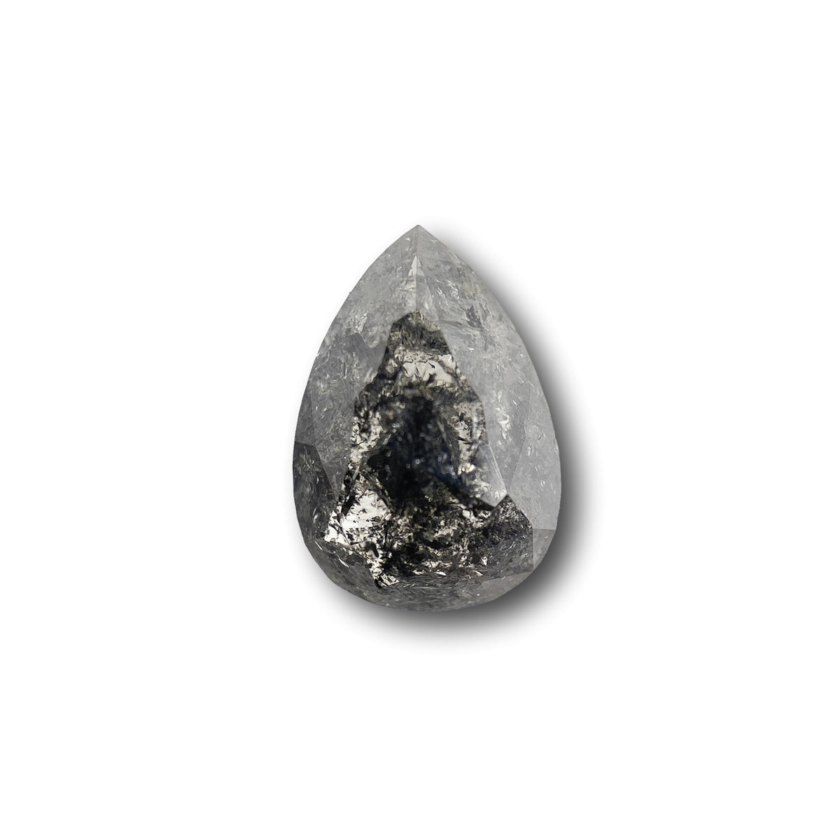 1.04ct | Salt &amp; Pepper Pear Shape Rose Cut Diamond - Modern Rustic Diamond