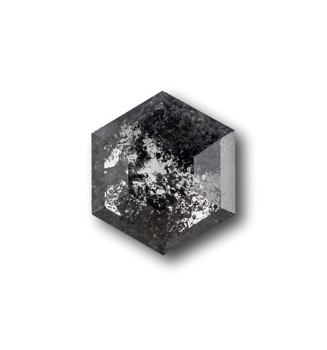 0.95ct | Salt & Pepper Hexagon Shape Rose Cut Diamond - Modern Rustic Diamond