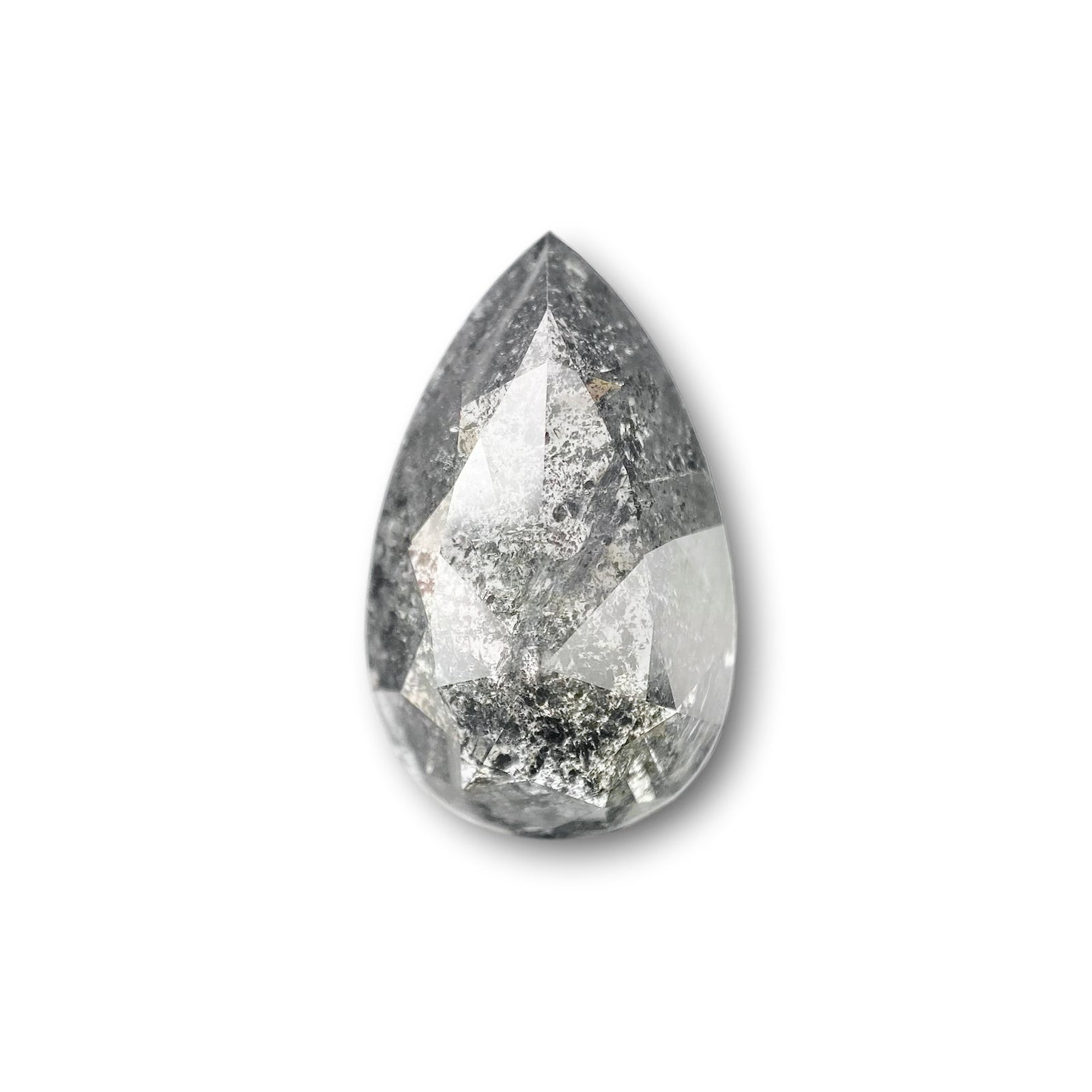6.78ct | Salt & Pepper Pear Shape Brilliant Cut Diamond - Modern Rustic Diamond