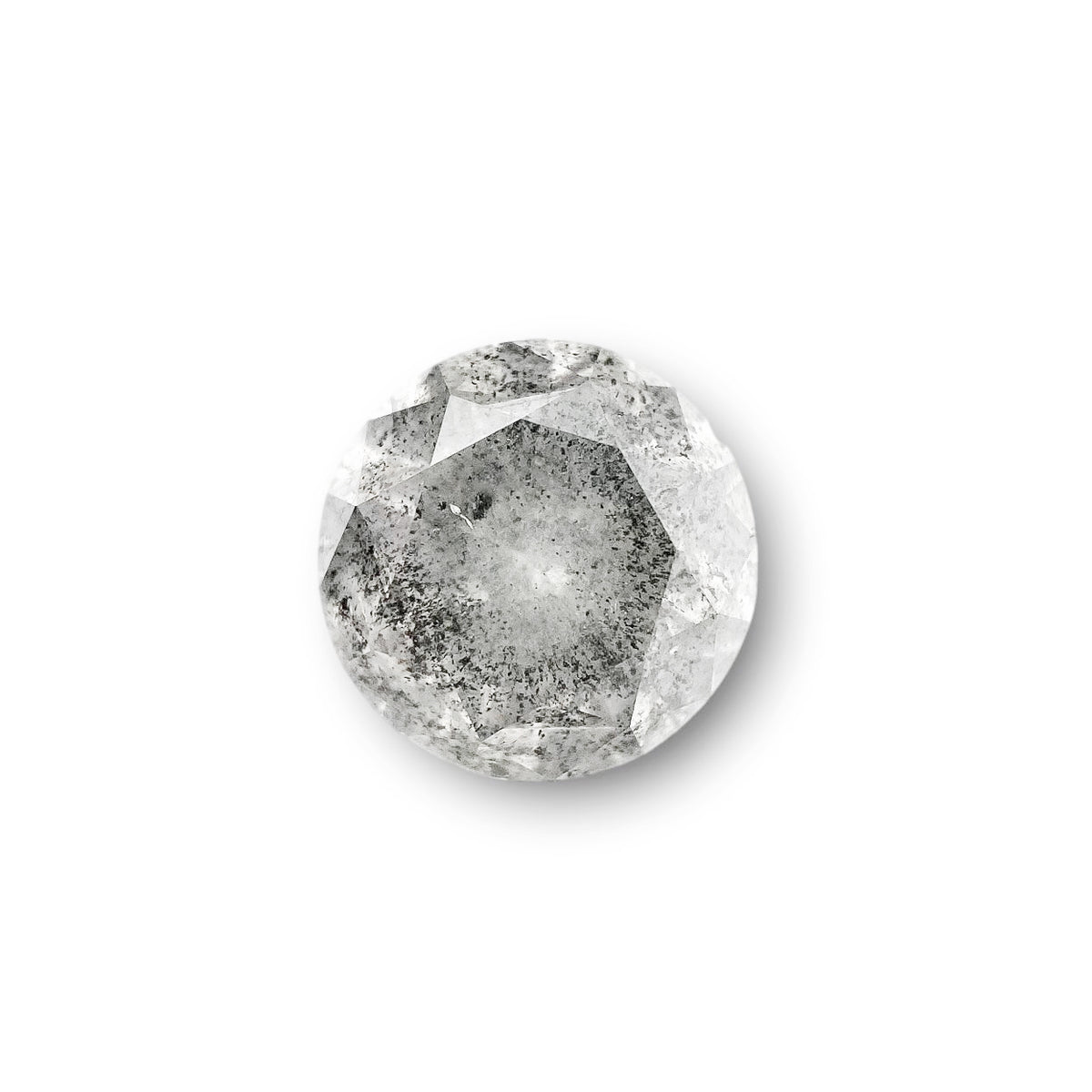2.31ct | Salt &amp; Pepper Round Shape Brilliant Cut Diamond - Modern Rustic Diamond