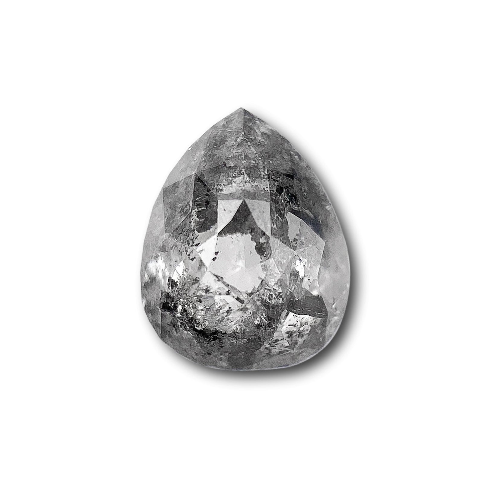 0.84ct | Salt & Pepper Pear Shape Rose Cut Diamond - Modern Rustic Diamond