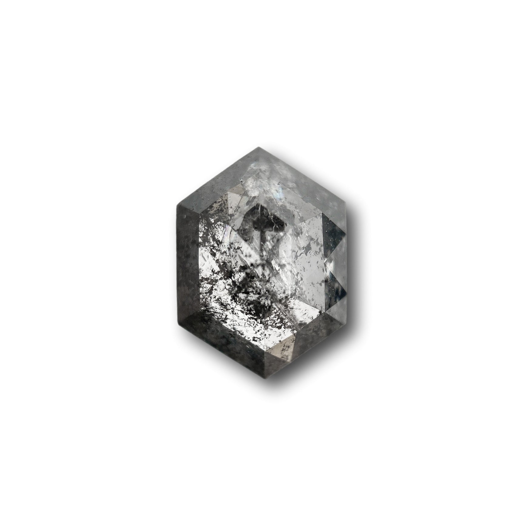 1.18ct | Salt & Pepper Hexagon Shape Rose Cut Diamond - Modern Rustic Diamond