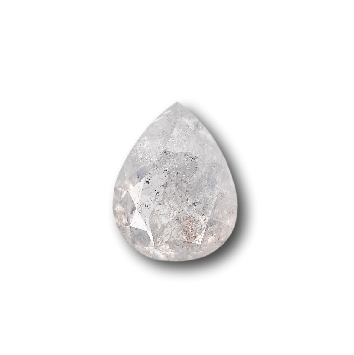 1.59ct | Salt &amp; Pepper Pear Shape Rose Cut Diamond - Modern Rustic Diamond
